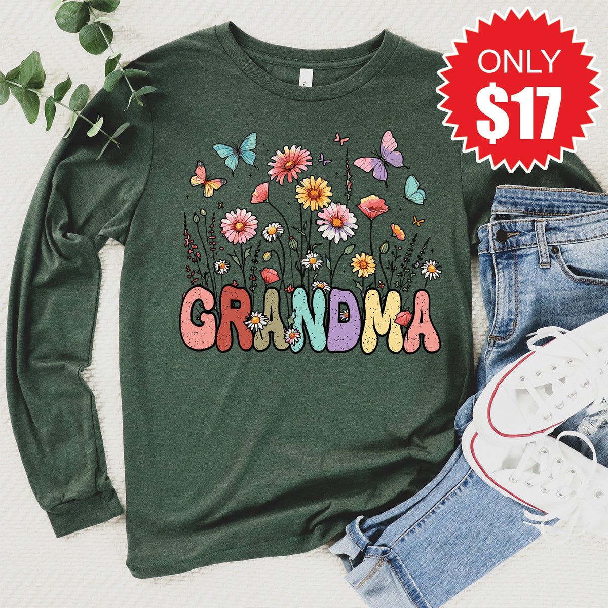 Grandma Long Sleeve - Heather Forest - 17 product image 1