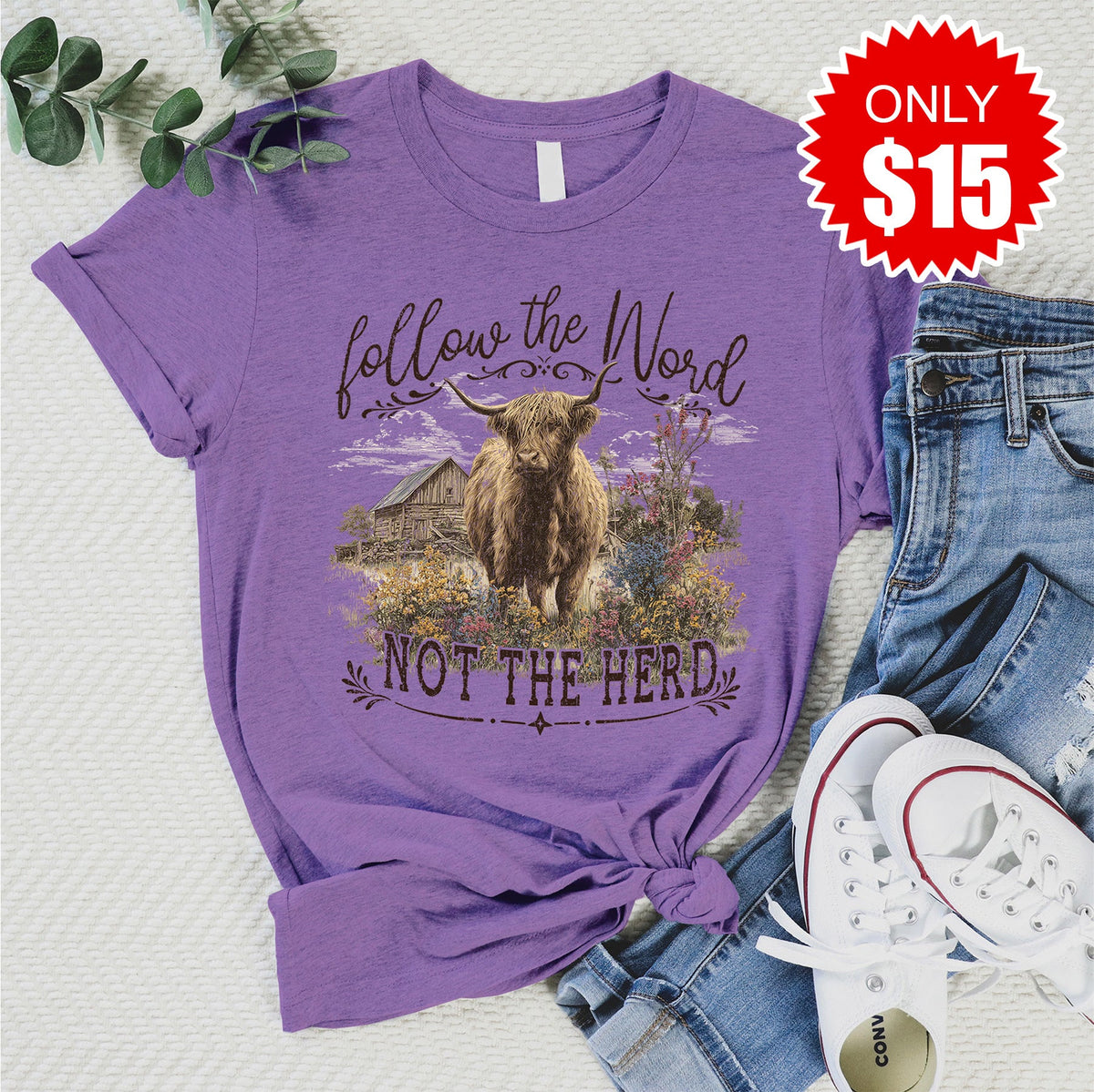 Follow the Word Tee - Heather Grape - 15 product image 1
