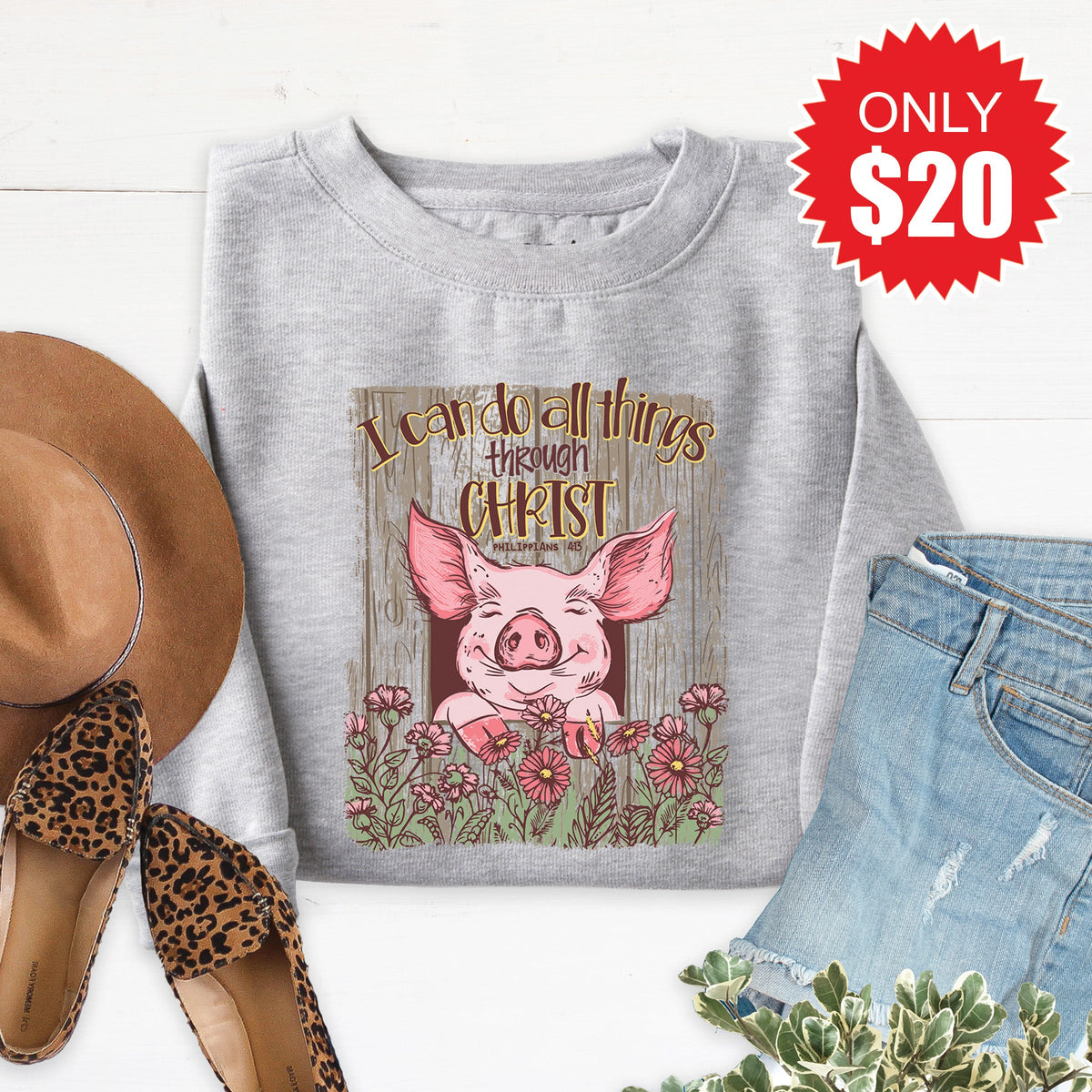 I Can Do All Things Sweatshirt - Heather Grey - 20 product image 1
