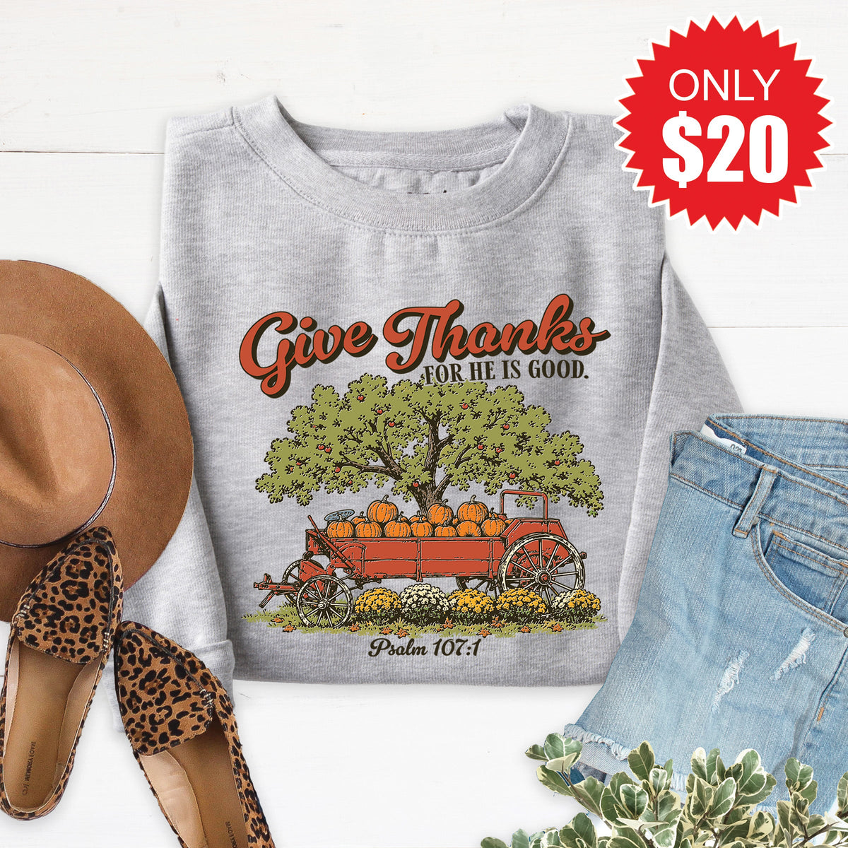 Give Thanks Sweatshirt - Heather Grey - 20 product image 1