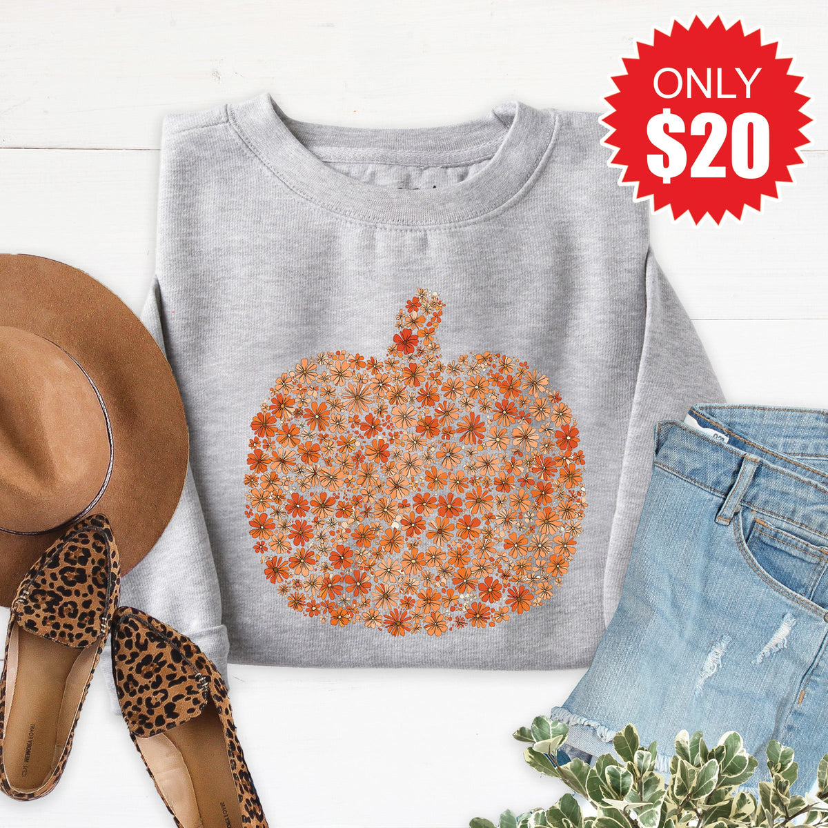 Pumpkin Sweatshirt - Heather Grey - 20 product image 1