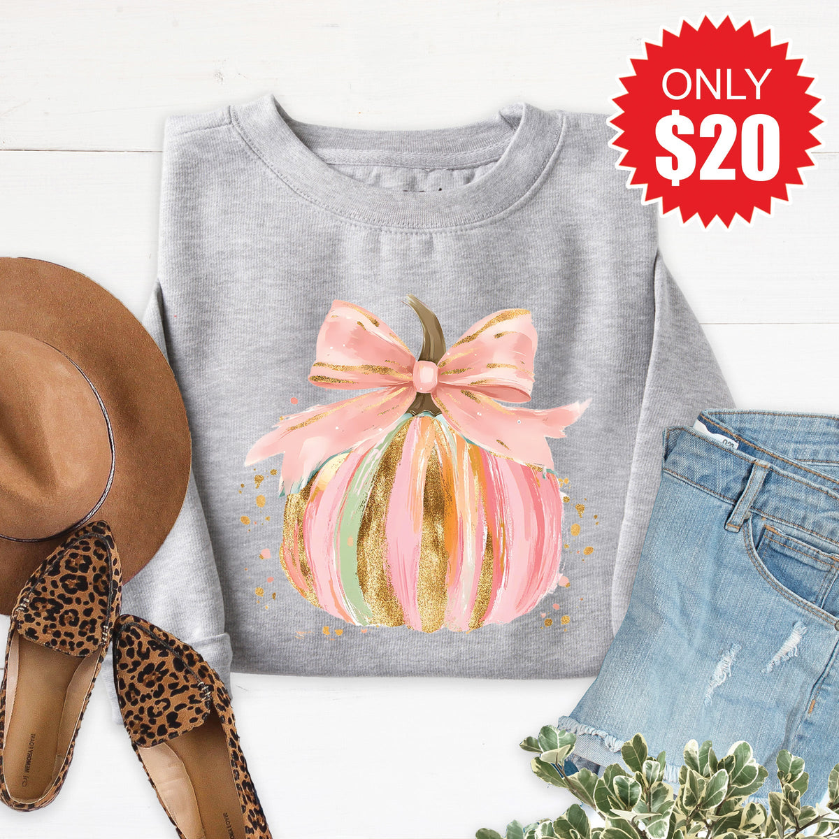 Pink Pumpkin Sweatshirt - Heather Grey - 20 product image 1