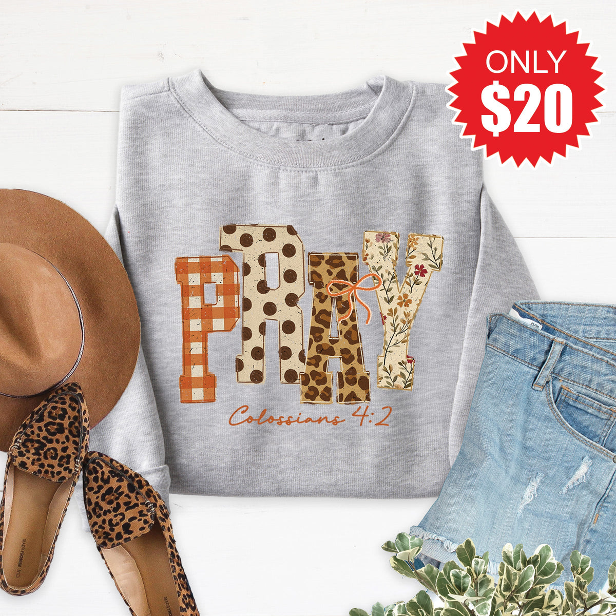 Pray Sweatshirt - Heather Grey - 20 product image 1