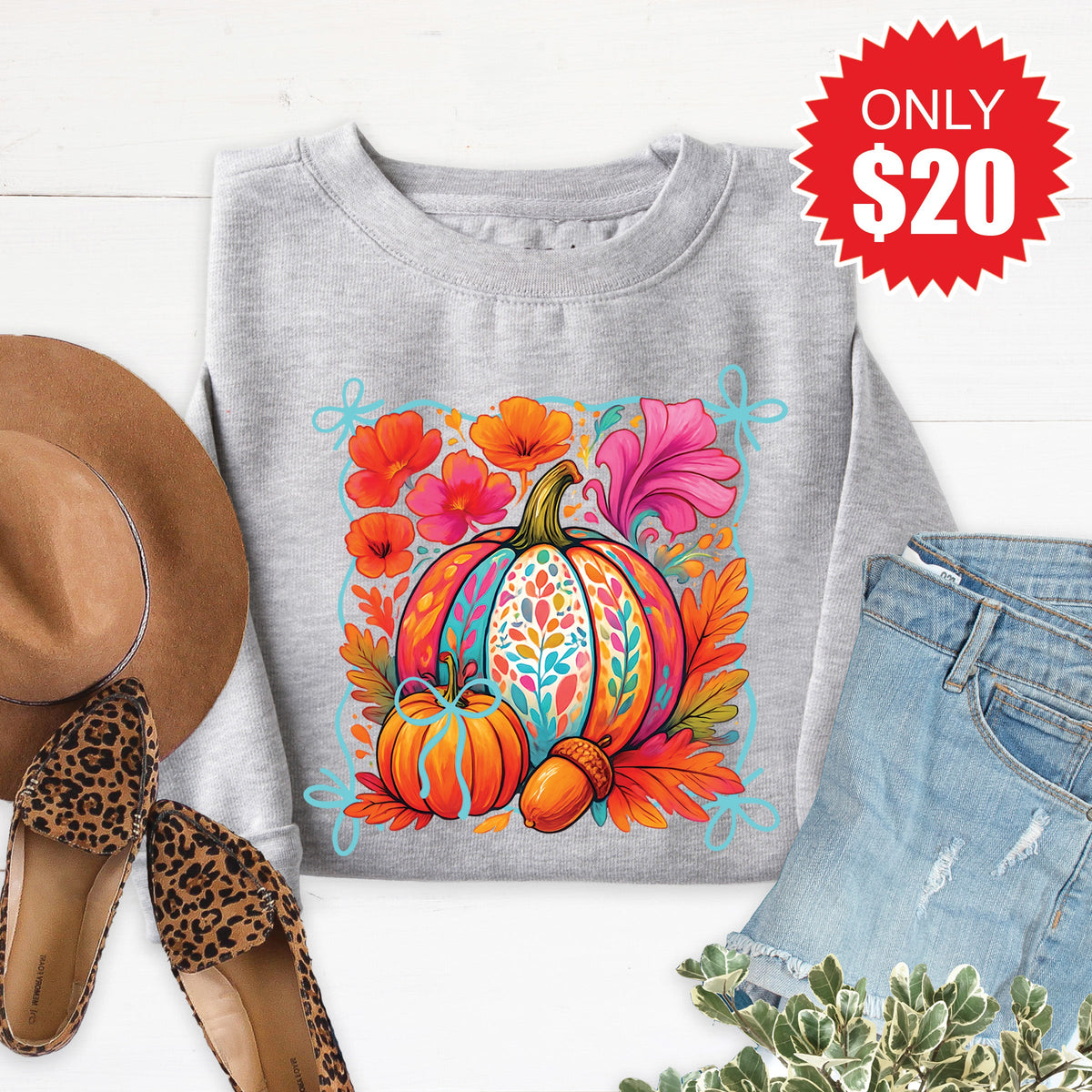 Pumpkins Sweatshirt - Heather Grey - 20 product image 1