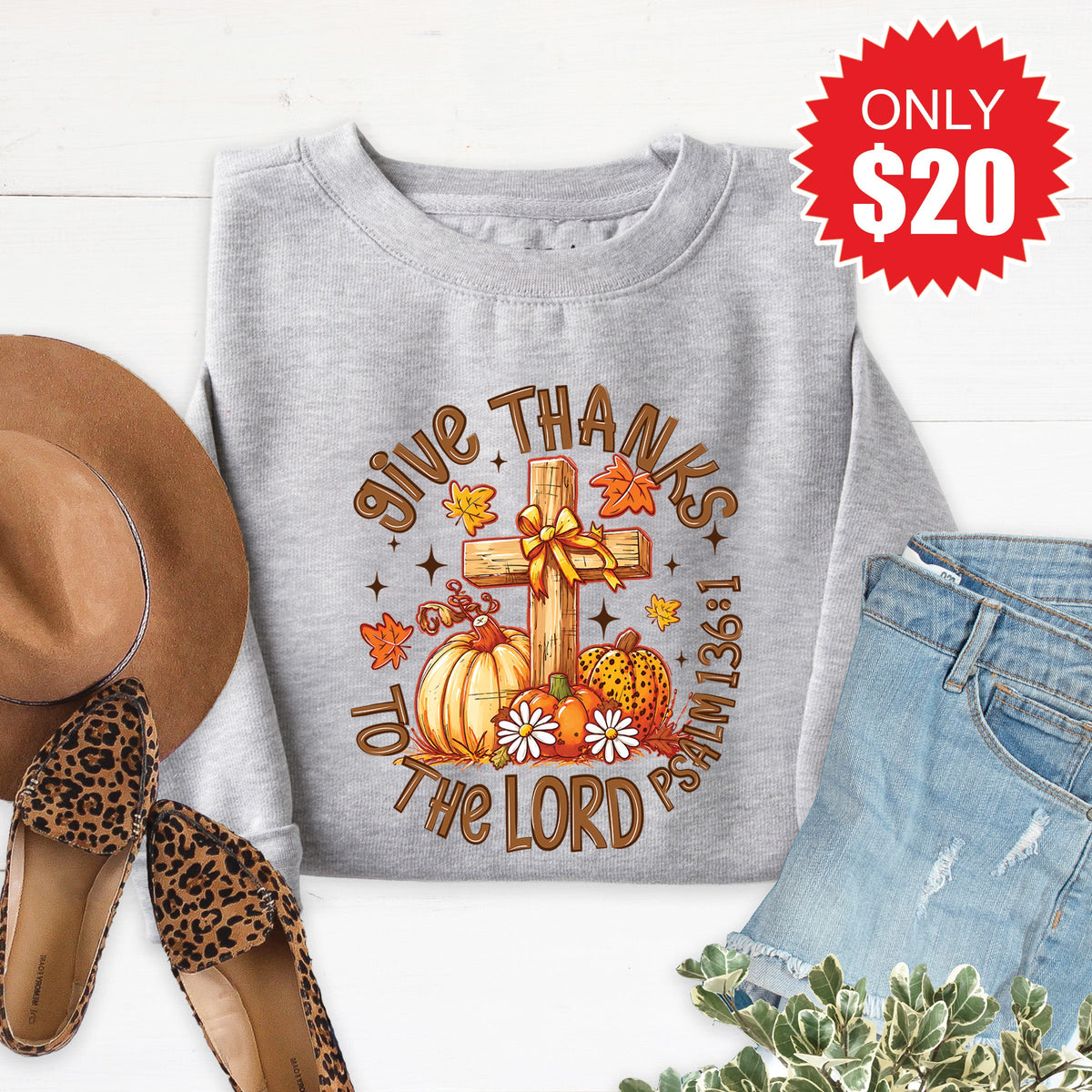 Give Thanks Sweatshirt - Heather Grey - 20 product image 1
