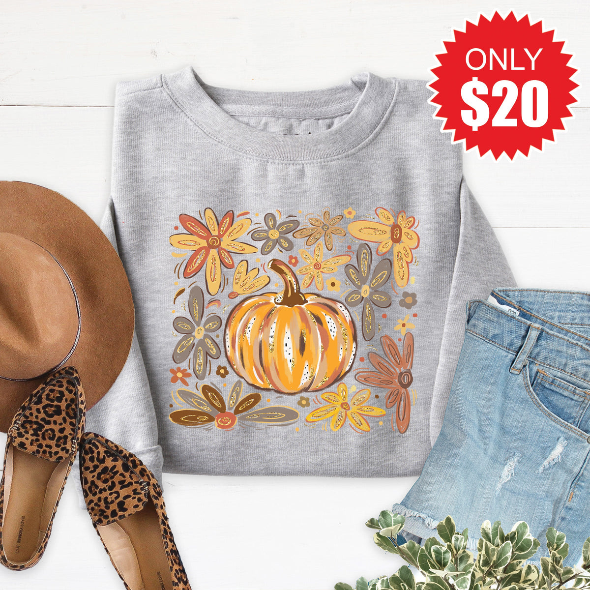 Pumpkin Sweatshirt - Heather Grey - 20 product image 1