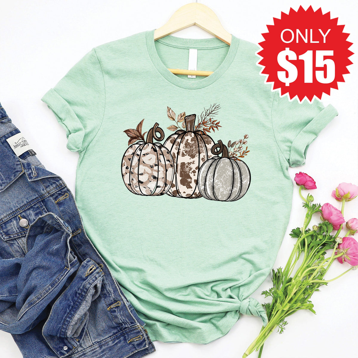 Pumpkin Trio Tee - Heather Honeydew - 15 product image 1