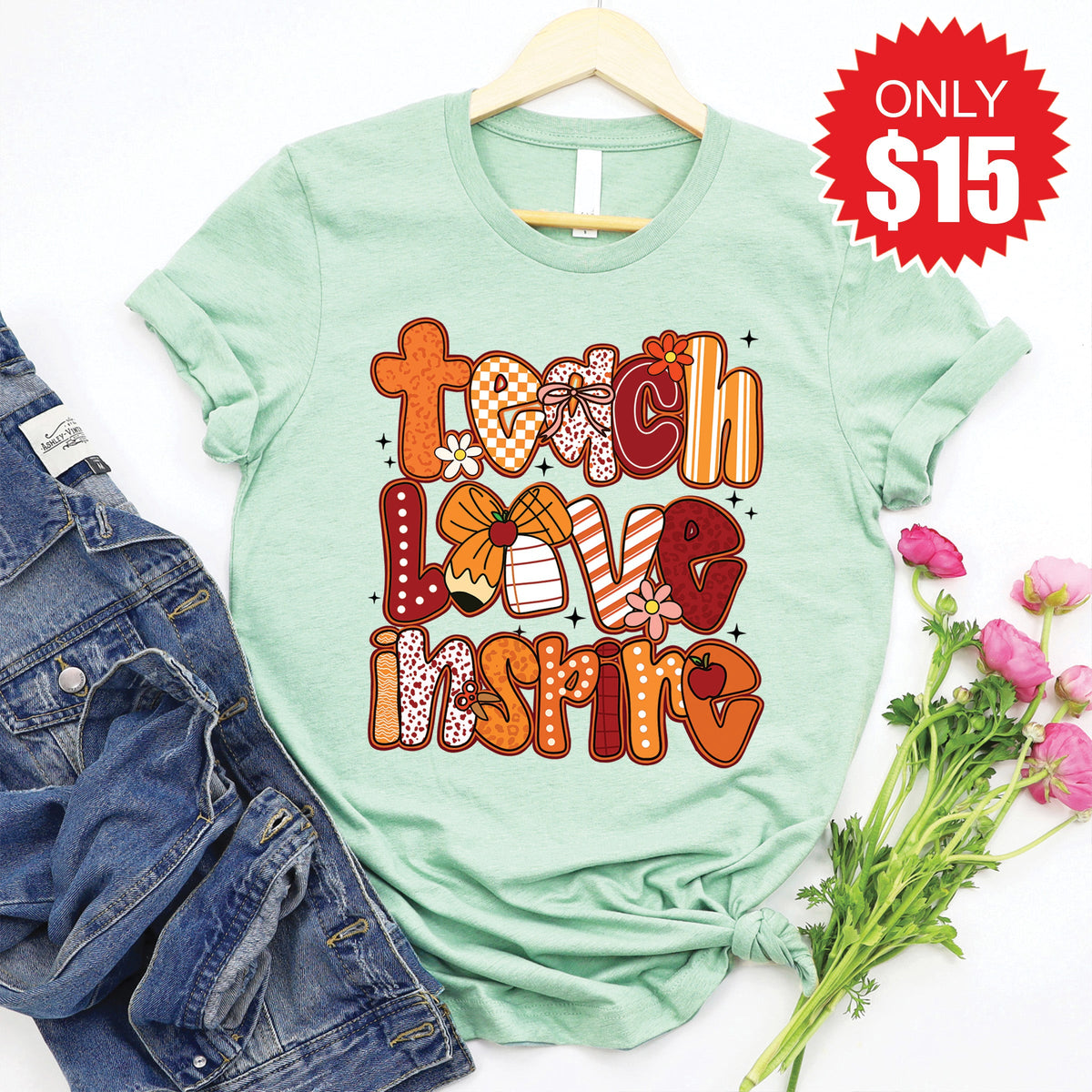 Teach Love Inspire Tee - Heather Honeydew - 15 product image 1