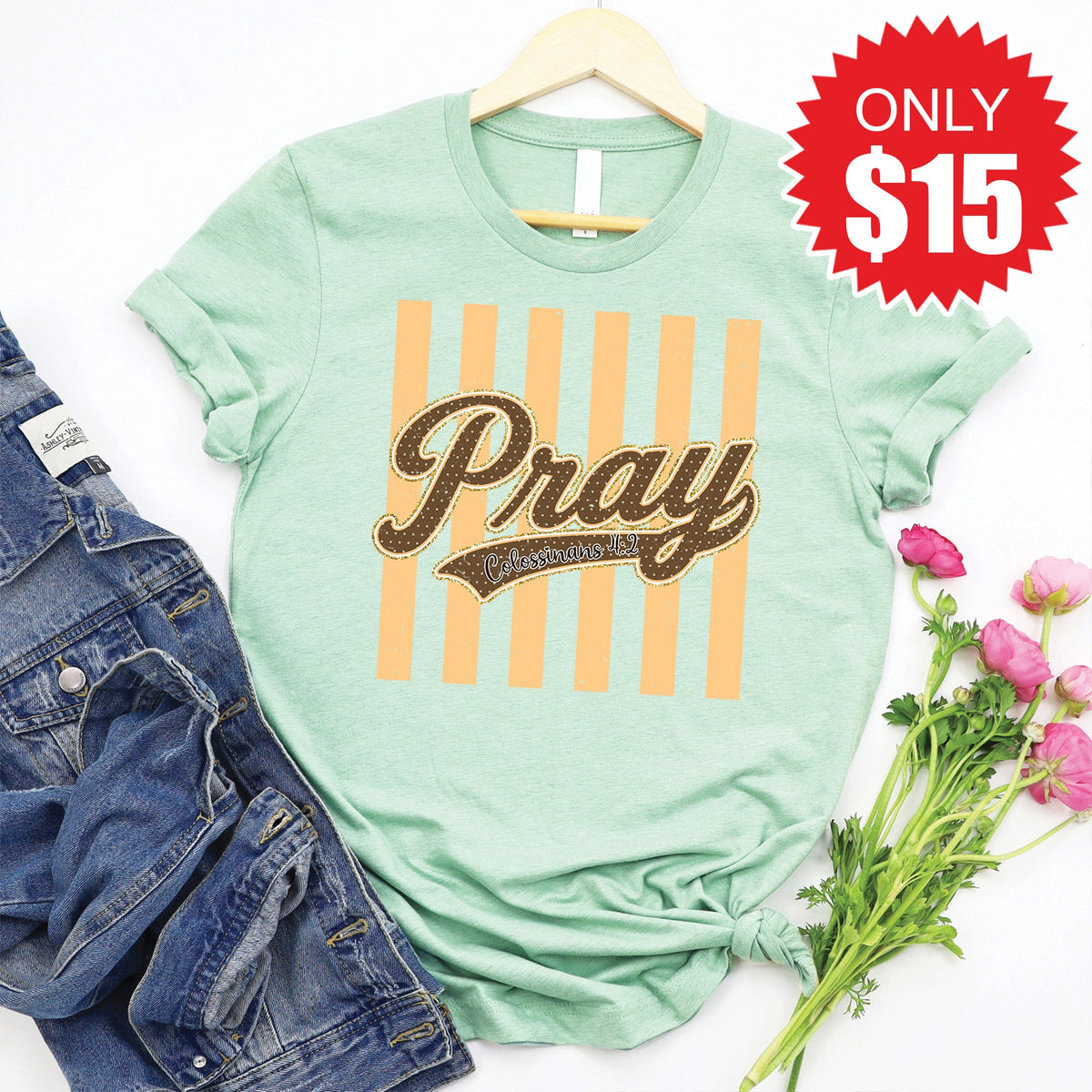 Pray Tee - Heather Honeydew - 15 product image 1