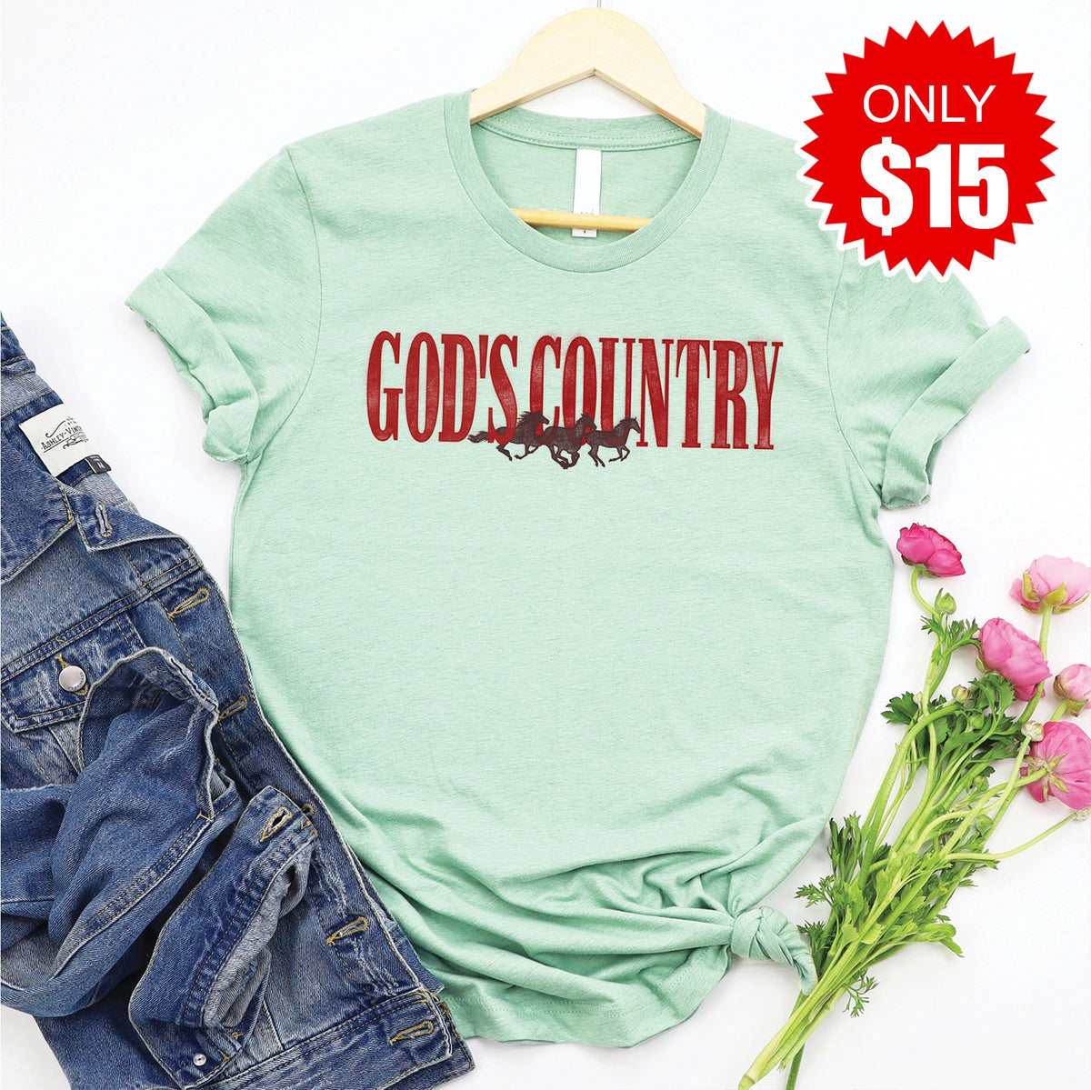 God's Country Tee - Heather Sage - 15 product image 1