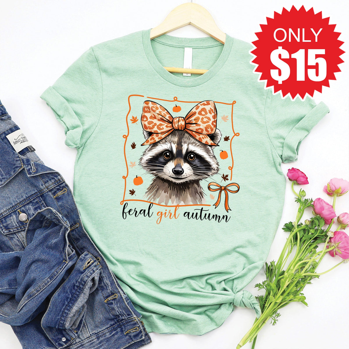 Feral Girl Autumn Tee - Heather Honeydew - 15 product image 1
