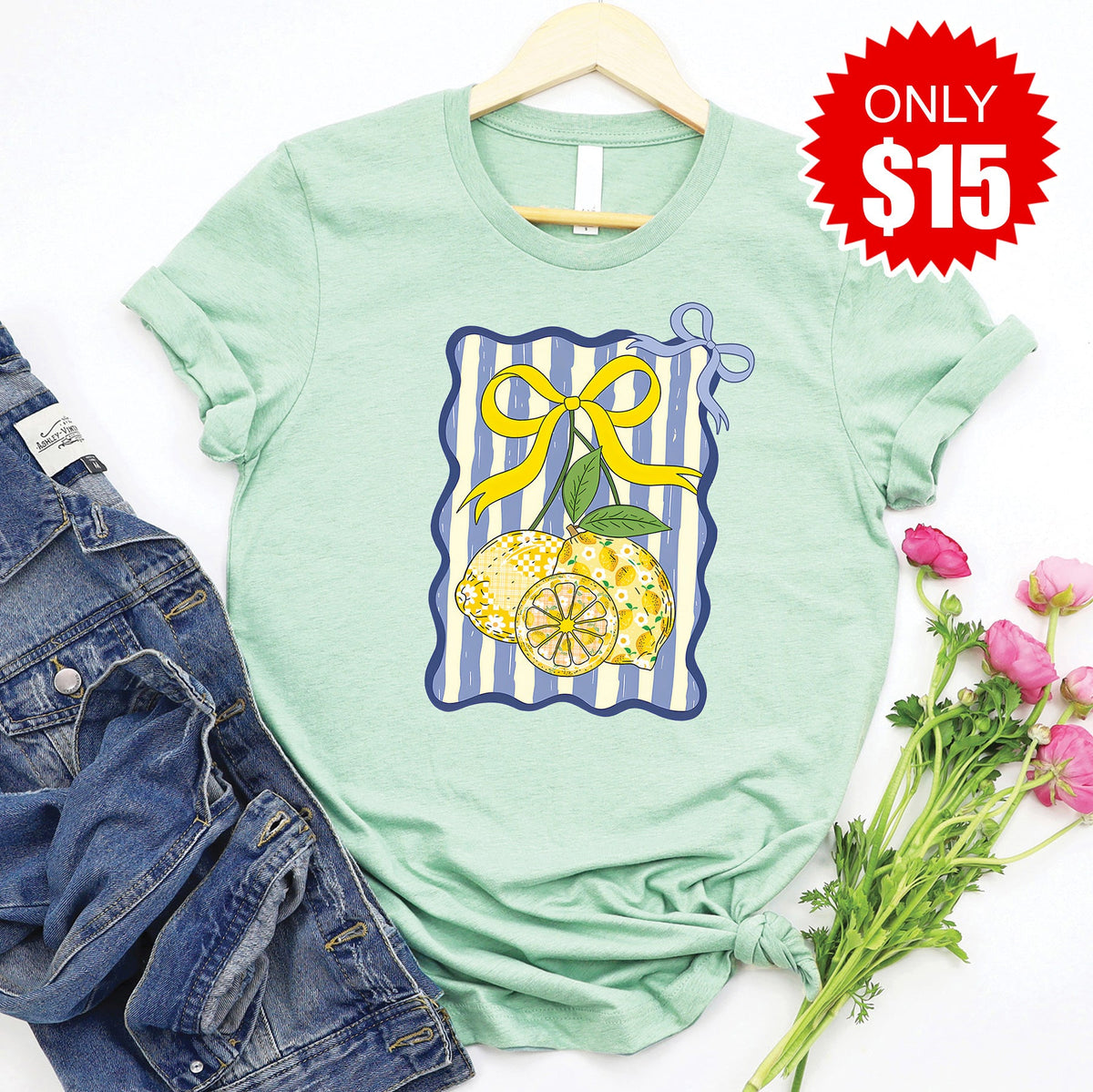 Summer Lemons Tee - Heather Honeydew - 15 product image 1