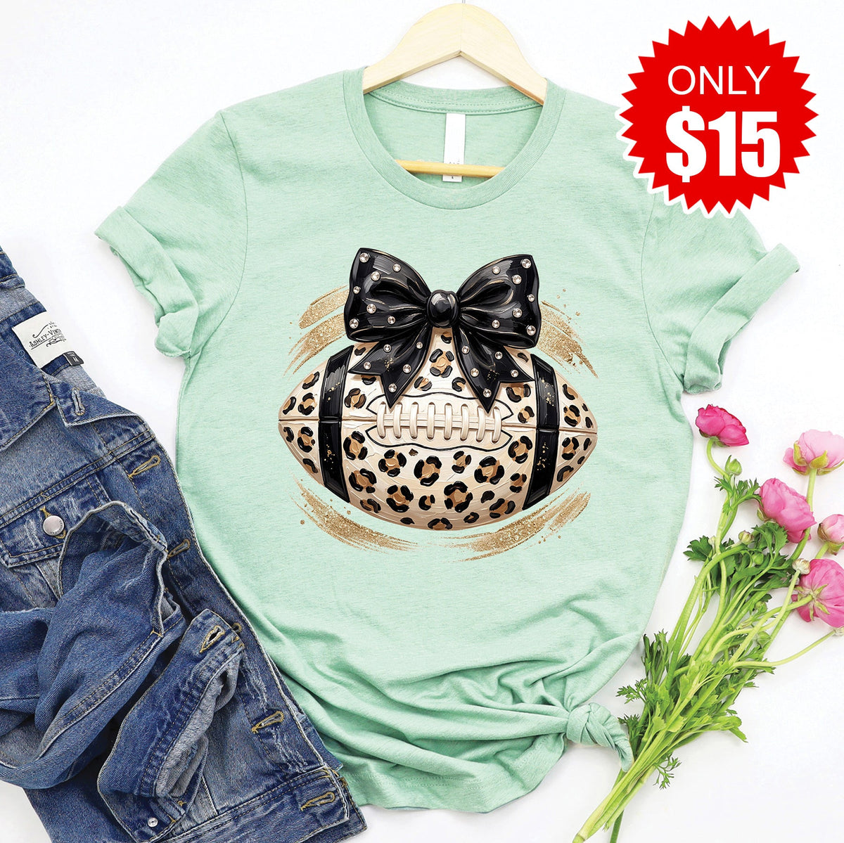 Football Leopard Tee - Heather Honeydew - 15 product image 1
