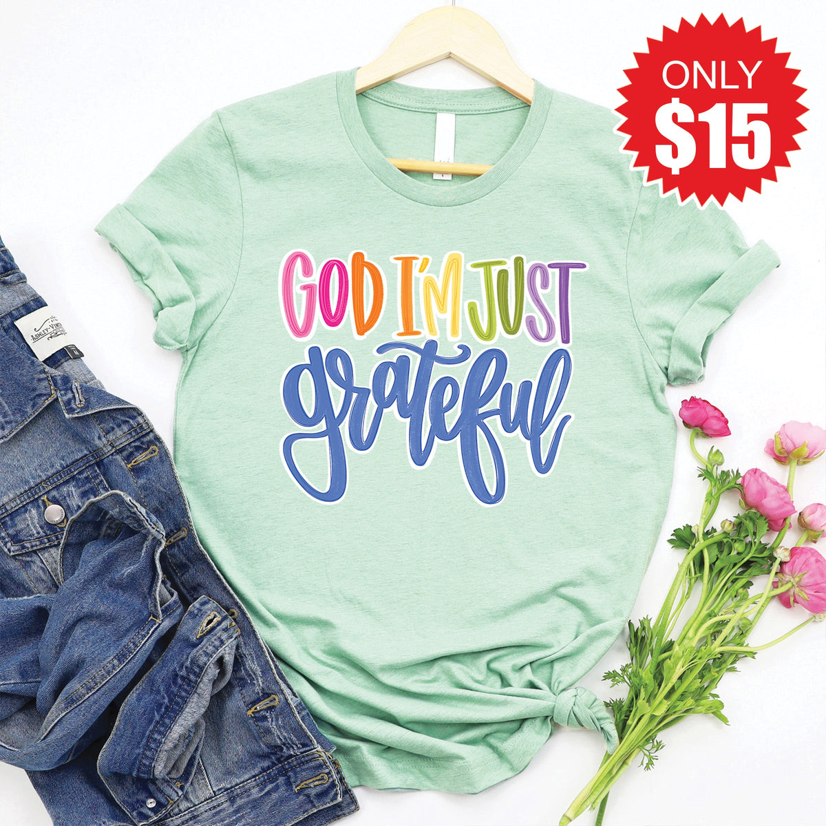 Just Grateful Tee - Heather Honeydew - 15 product image 1