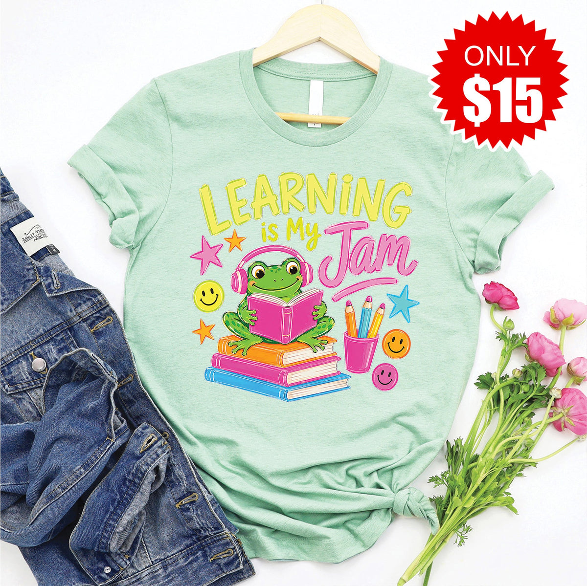 Learning Is My Jam Tee - Heather Honeydew - 15 product image 1