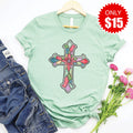 Stained Glass Cross Tee - Heather Honeydew - 15 product image 1