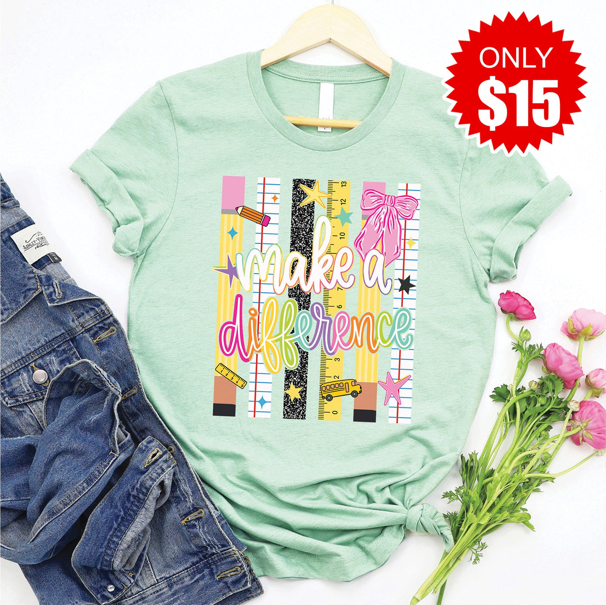 Make A Difference Tee - Heather Honeydew - 15 product image 1