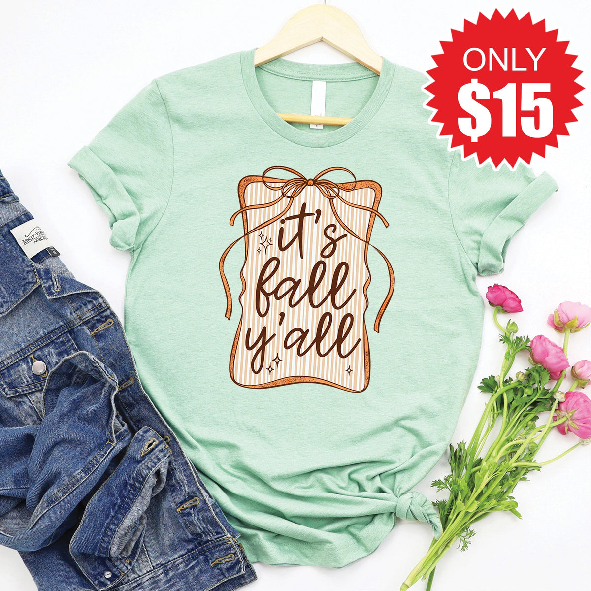 It's Fall Ya'll Tee - Heather Honeydew - 15 product image 1