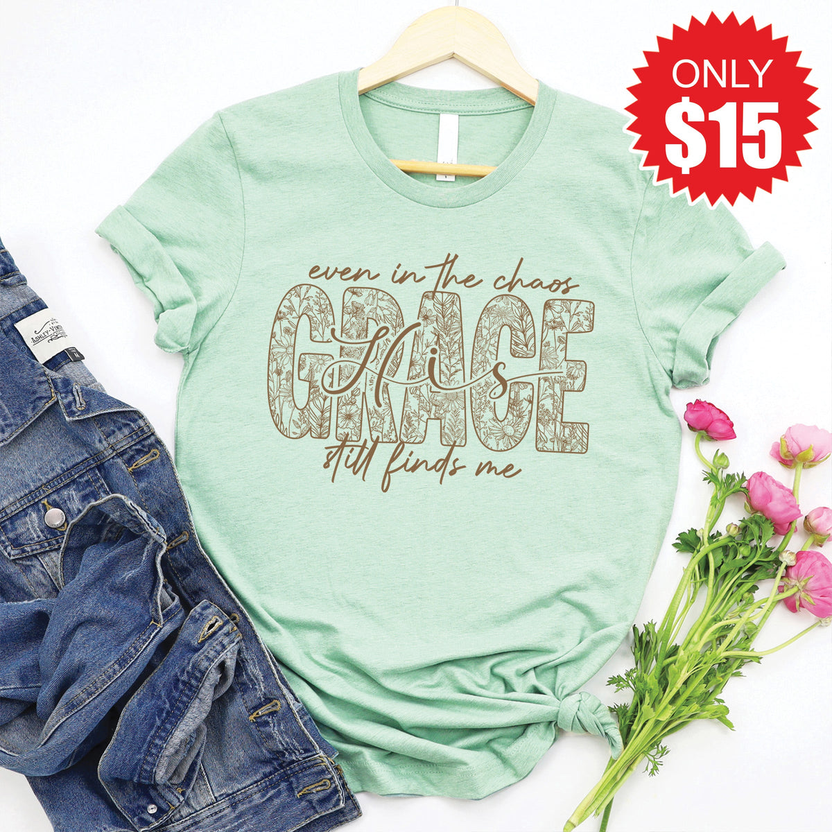 Grace Still Finds Me Tee - Heather Honeydew - 15 product image 1