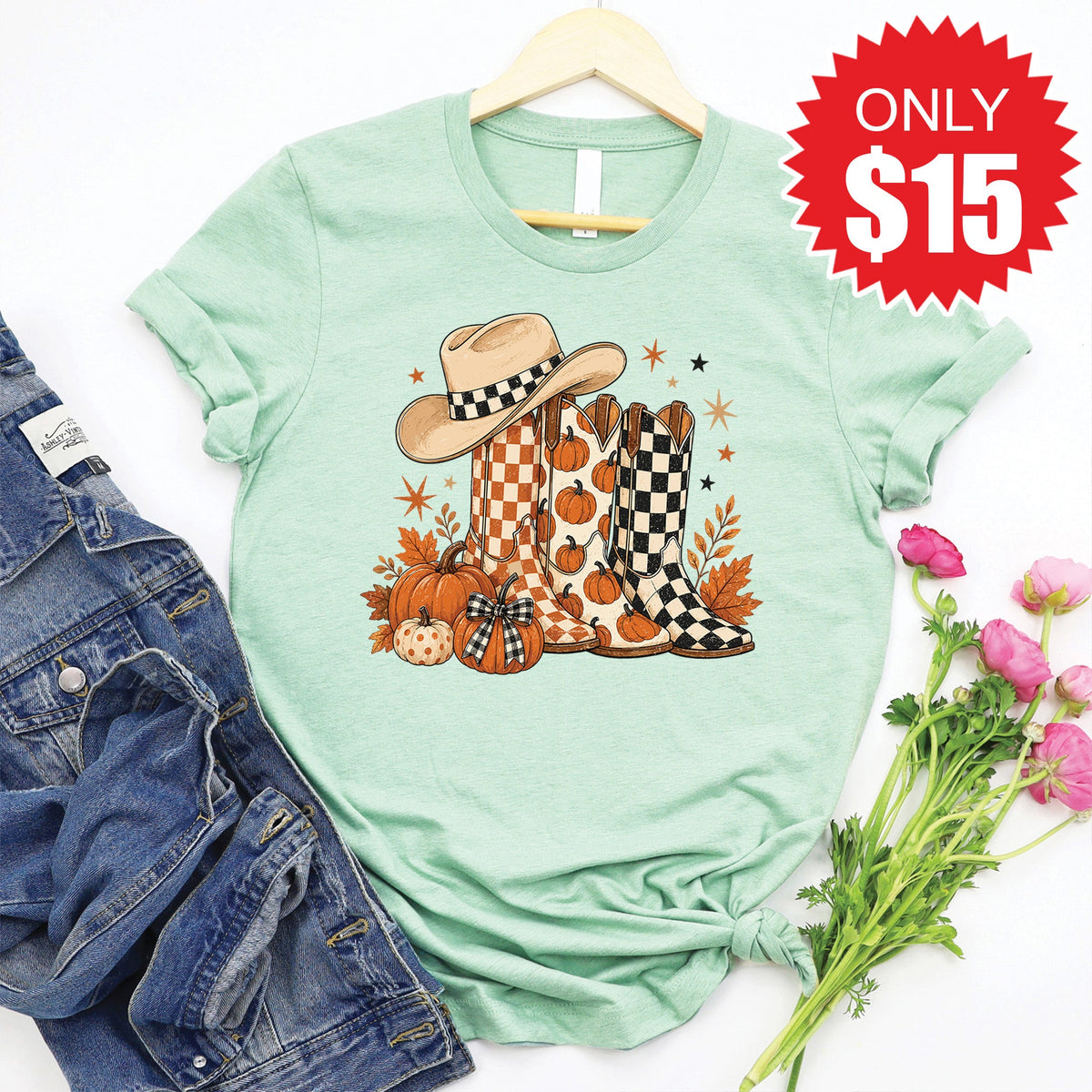 Fall Boots Tee - Heather Honeydew - 15 product image 1