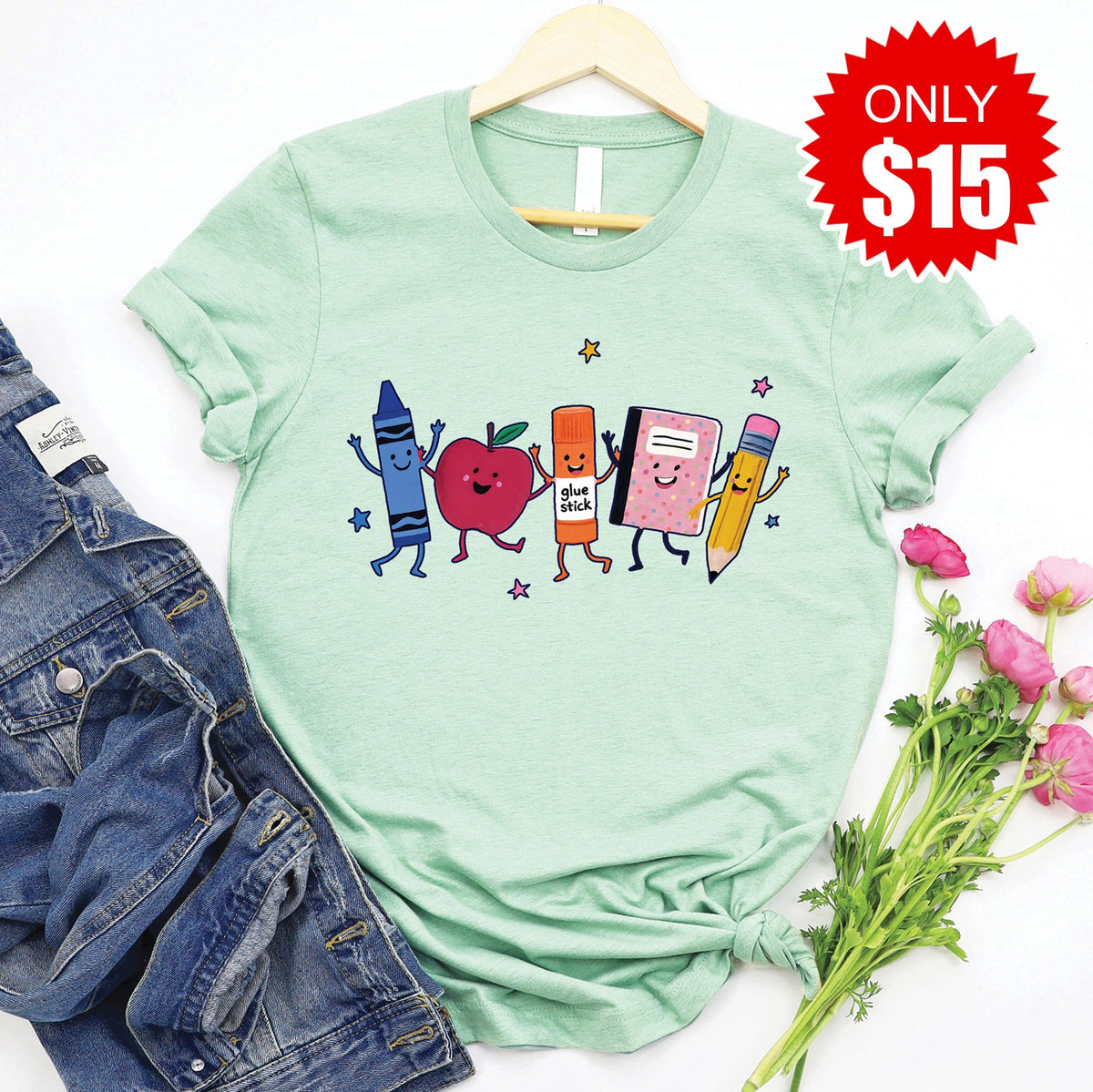 School Supplies Tee - Heather Honeydew - 15 product image 1