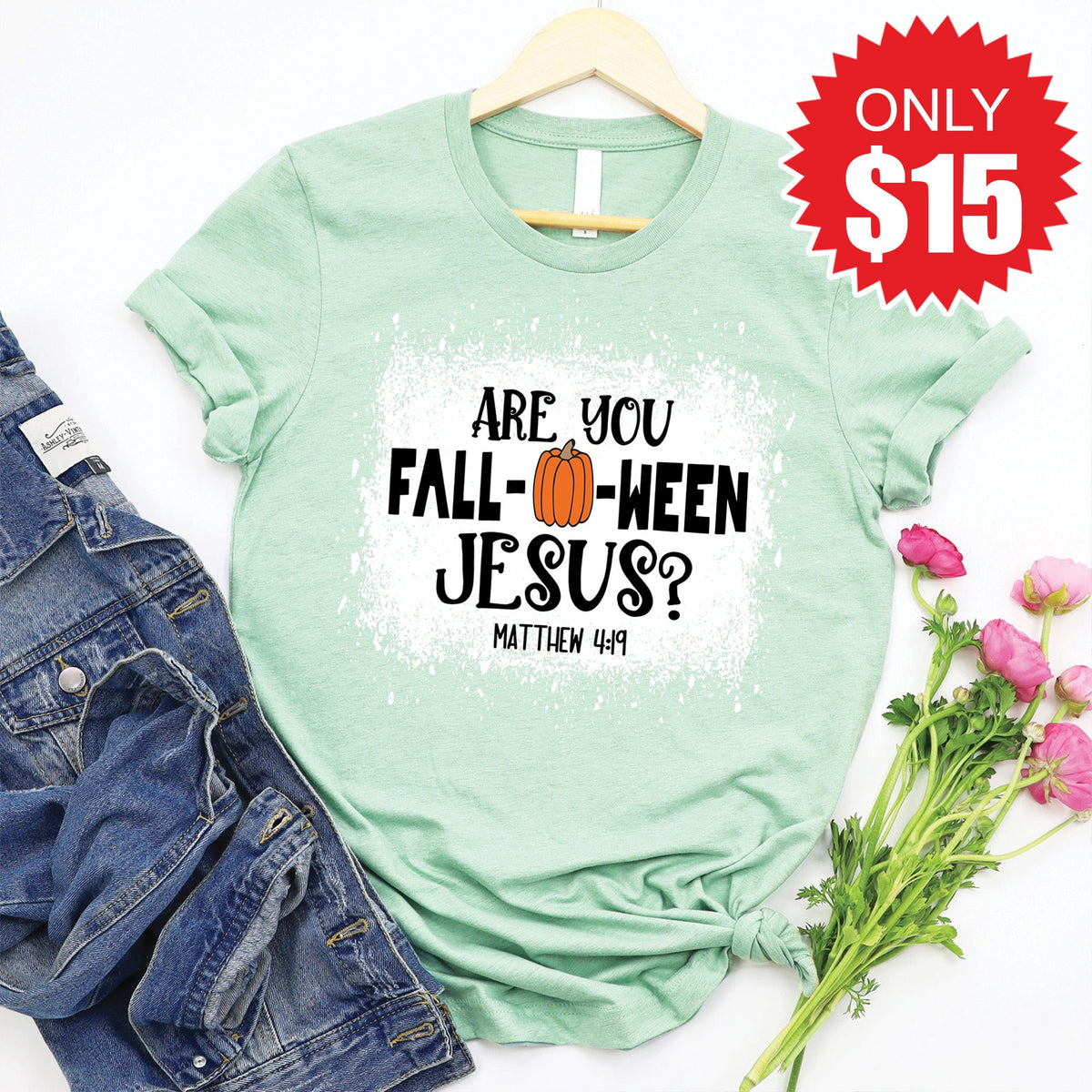 Are You Fall-O-Ween Jesus Tee - Heather Honeydew - 15 product image 1