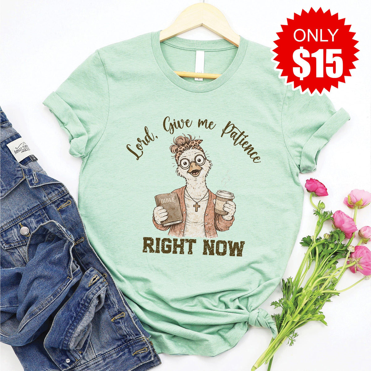Lord Give Me Patience Tee - Heather Honeydew - 15 product image 1