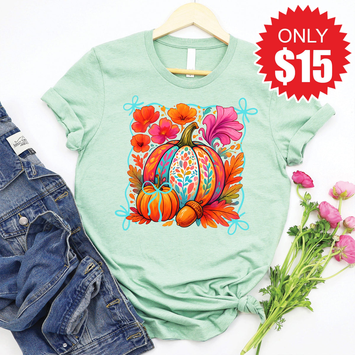 Pumpkins Tee - Heather Honeydew - 15 product image 1