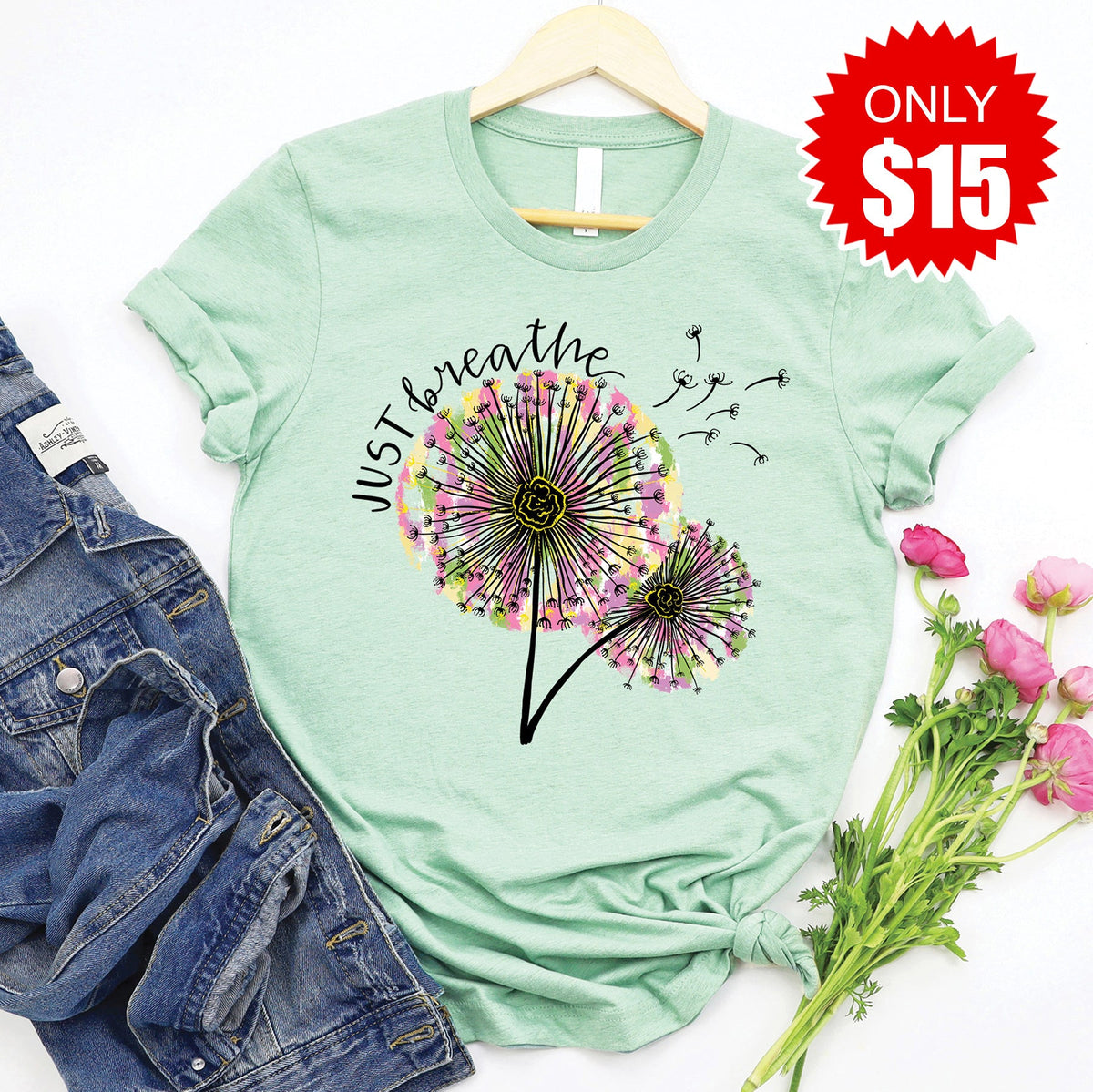 Just Breathe Tee - Heather Honeydew - 15 product image 1