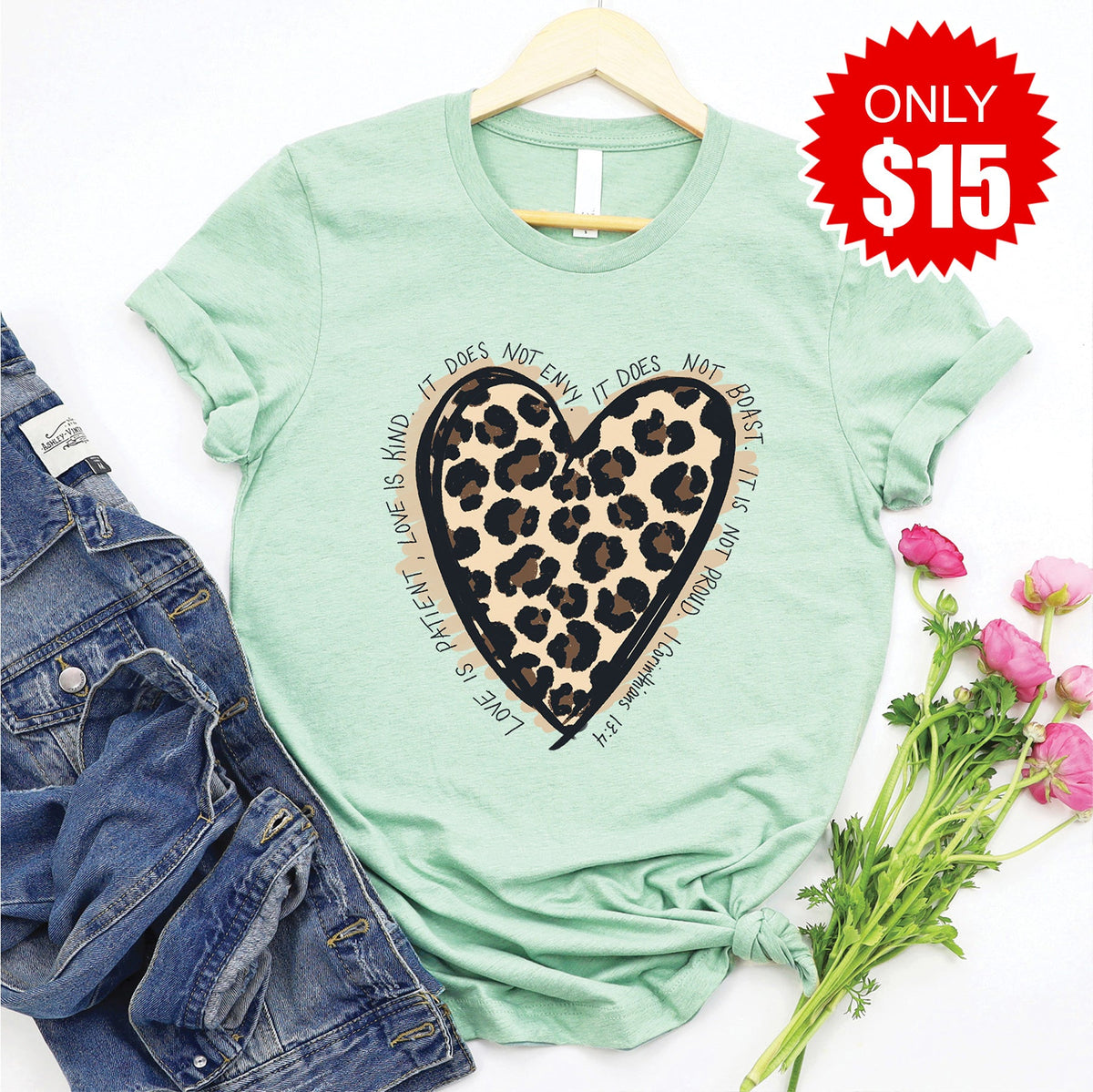 Love Leopard Tee - Heather Honeydew - 15 product image 1