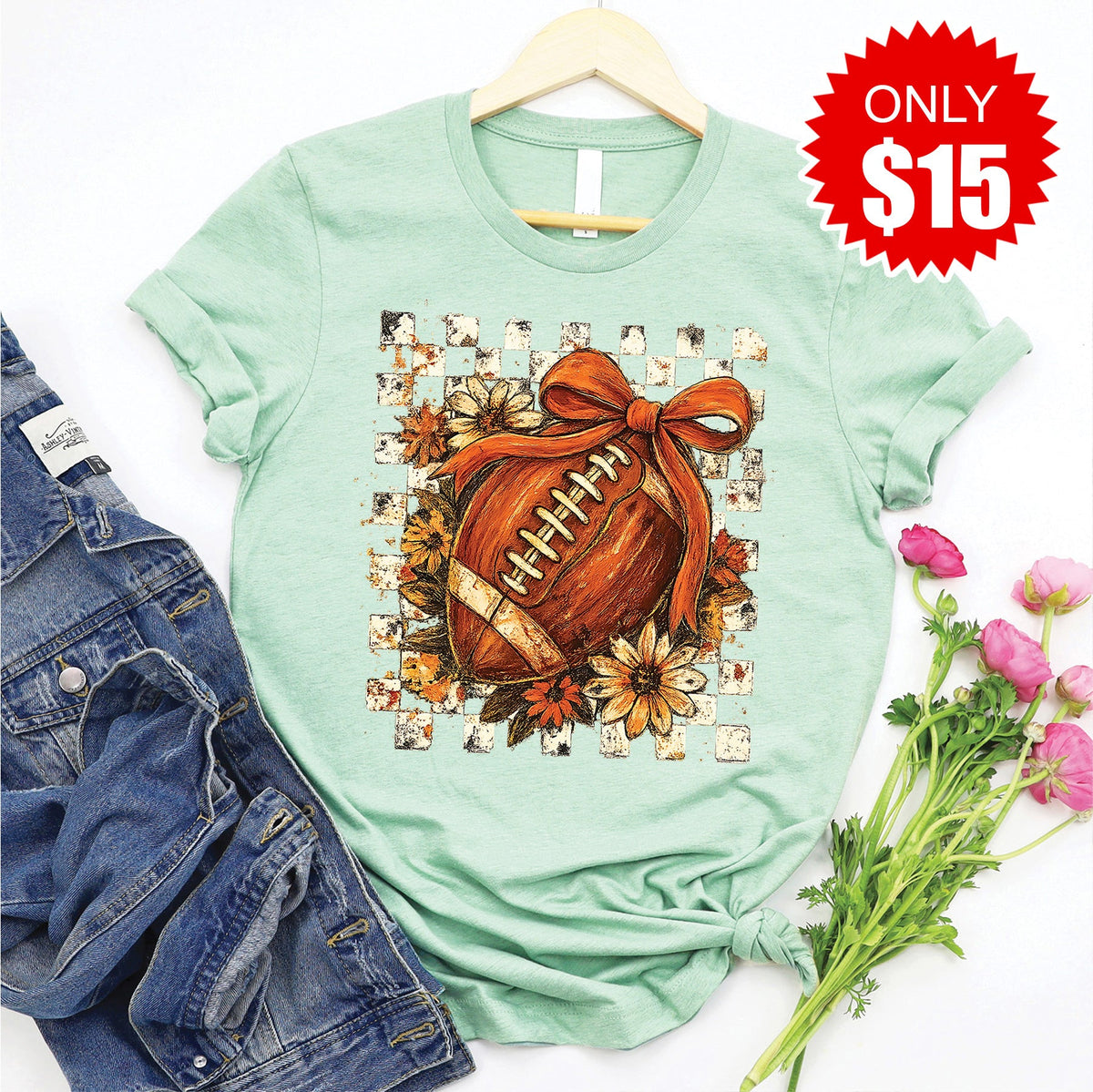 Football Tee - Heather Honeydew - 15 product image 1