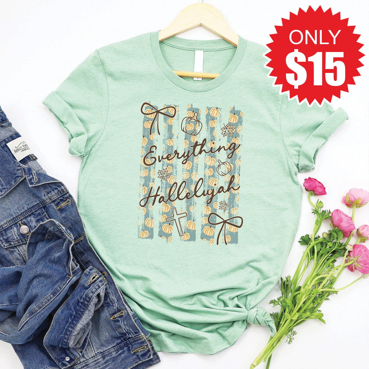 Everything Hallelujah Tee - Heather Honeydew - 15 product image 1