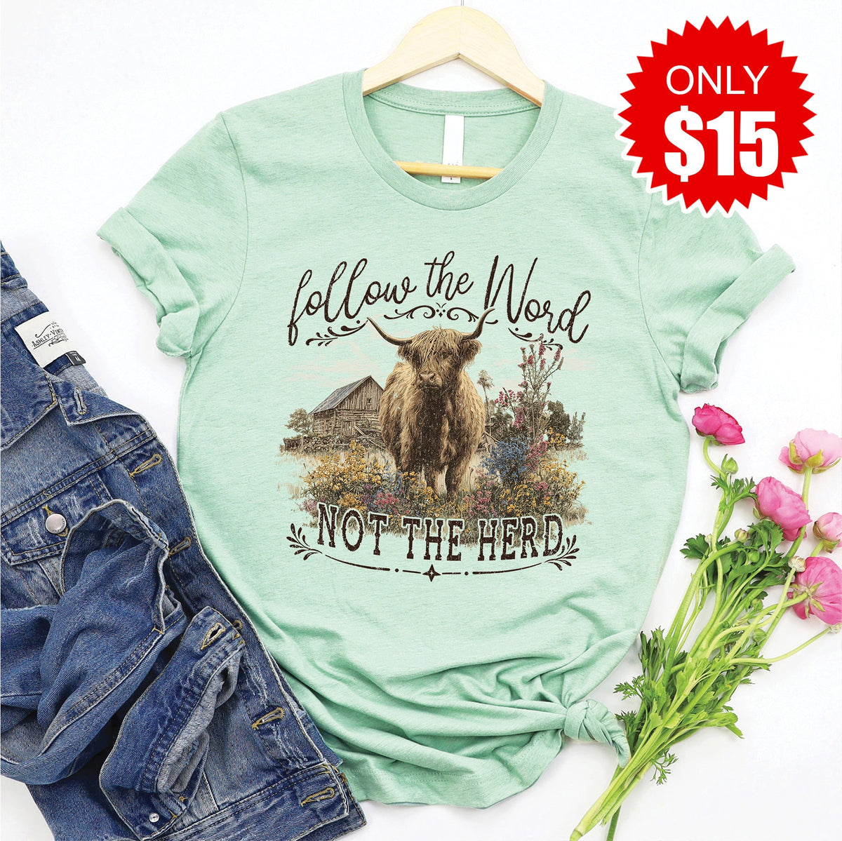 Follow the Word Tee - Heather Honeydew - 15 product image 1