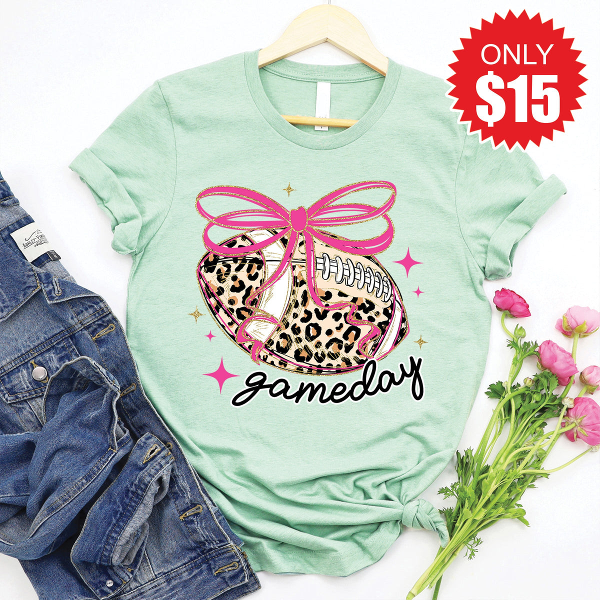 Game Day Leopard Tee - Heather Honeydew - 15 product image 1