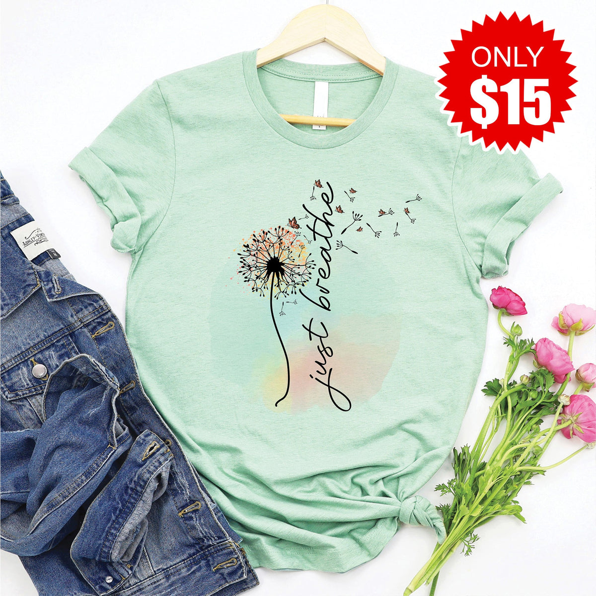 Just Breathe Tee - Heather Honeydew - 15 product image 1