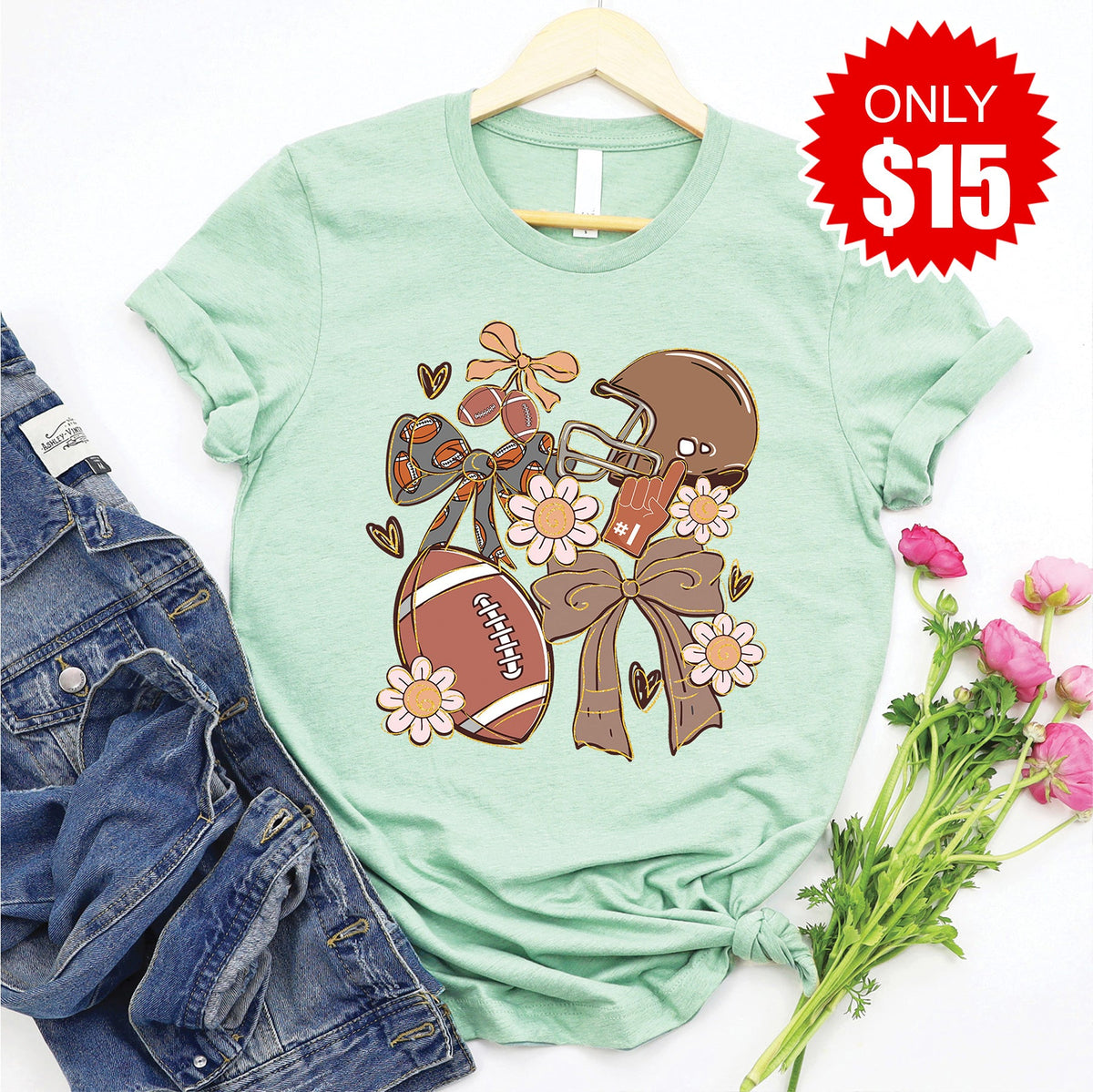 Football Tee - Heather Honeydew - 15 product image 1