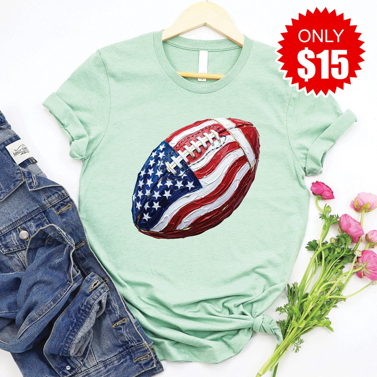 Football Flag Tee - Heather Honeydew - 15 product image 1