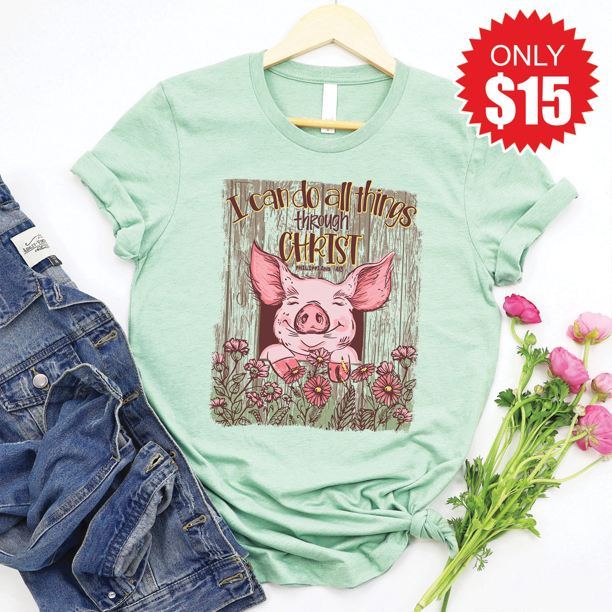 I Can Do All Things Tee - Heather Honeydew - 15 product image 1