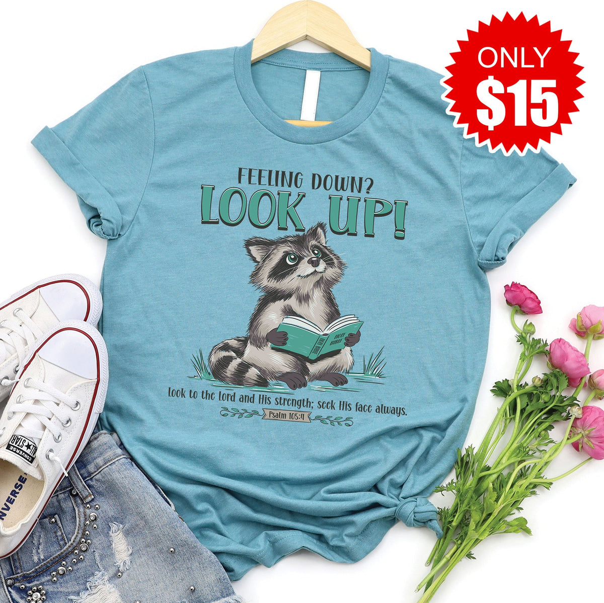 Look Up Tee - Heather Lagoon- 15 product image 1