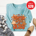Pumpkin Spice and Jesus Sweatshirt - Heather Lagoon - 20 product image 1