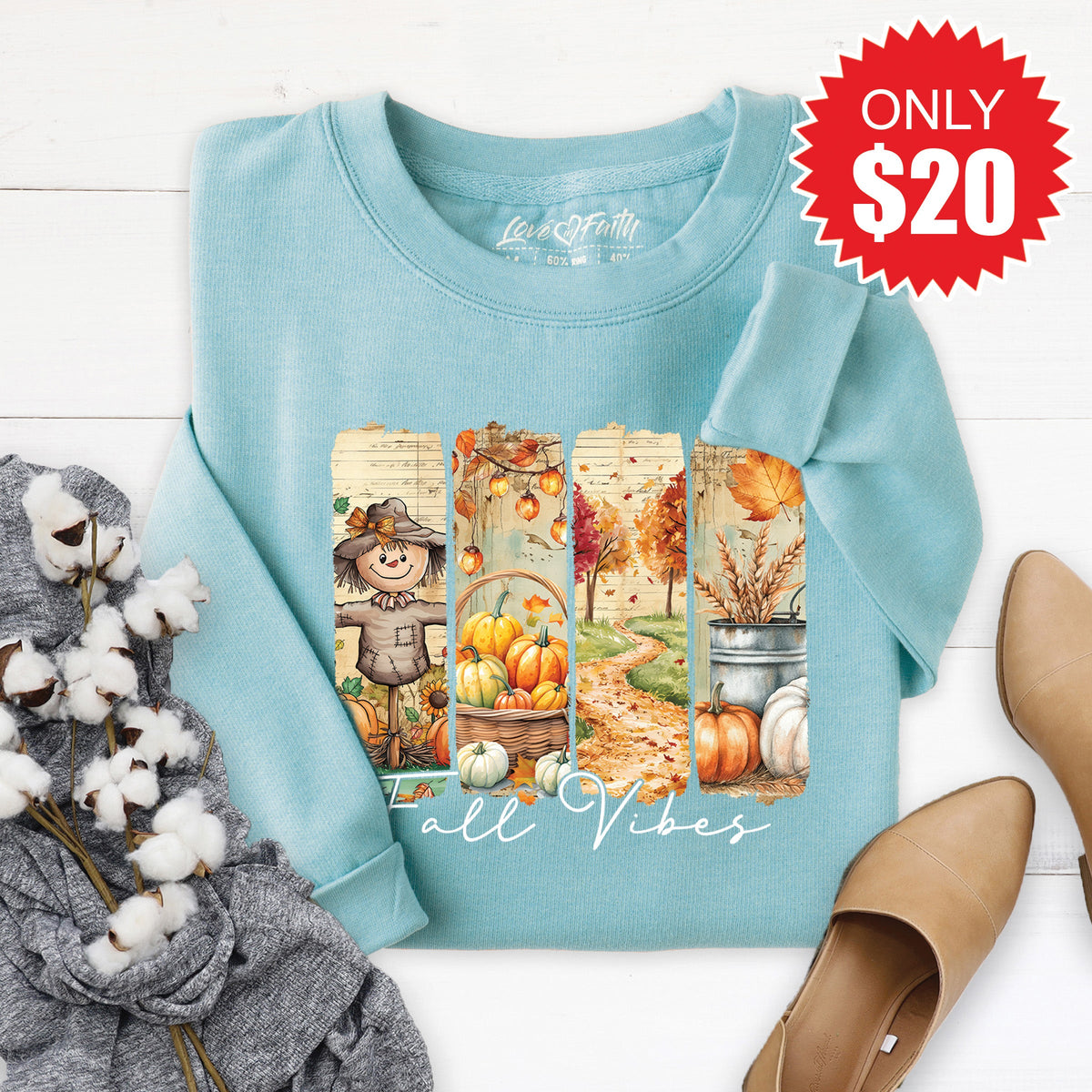 Fall Vibes Sweatshirt - Heather Lagoon - 20 product image 1