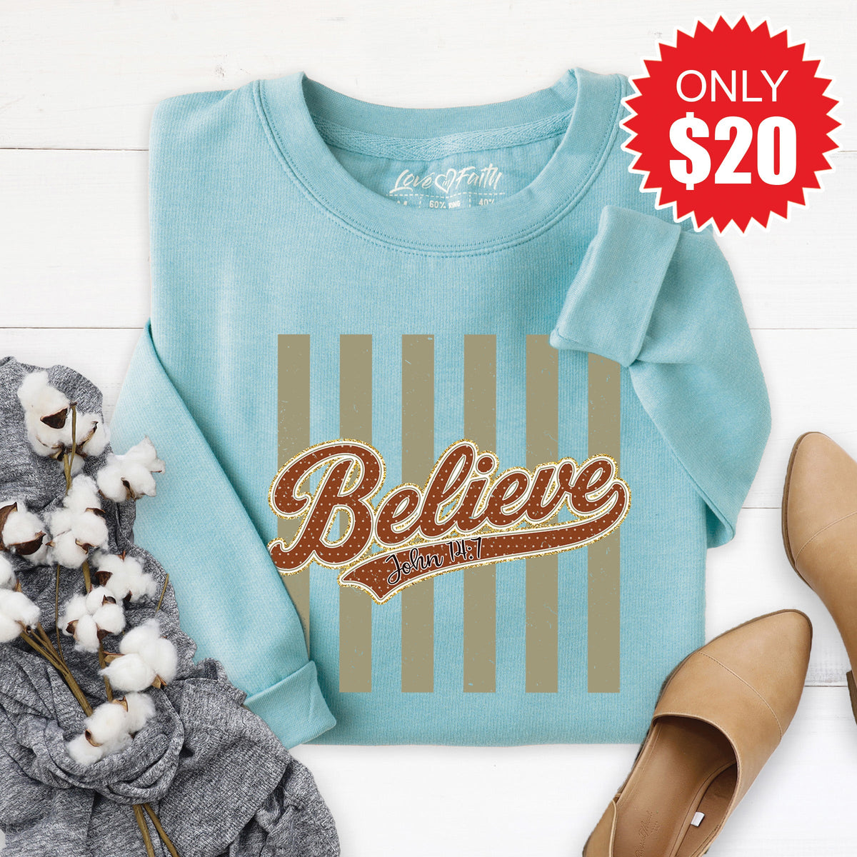 Believe Sweatshirt - Heather Lagoon - 20 product image 1