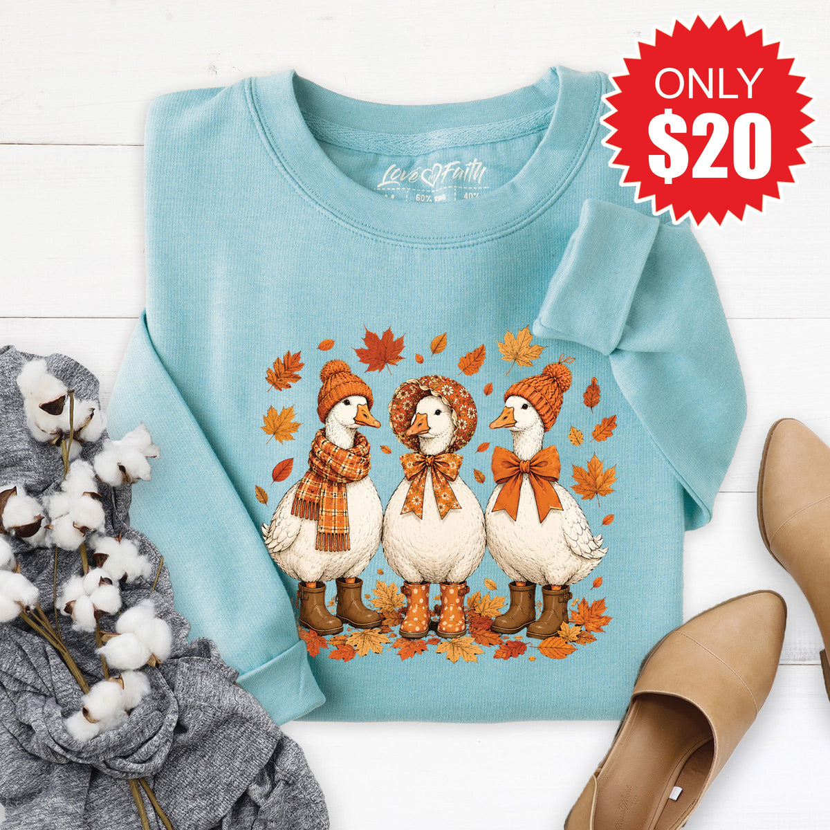 Fall Geese Sweatshirt - Heather Lagoon - 20 product image 1