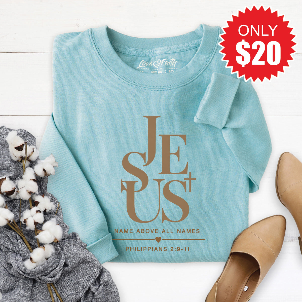 Jesus Sweatshirt - Heather Lagoon - 20 product image 1