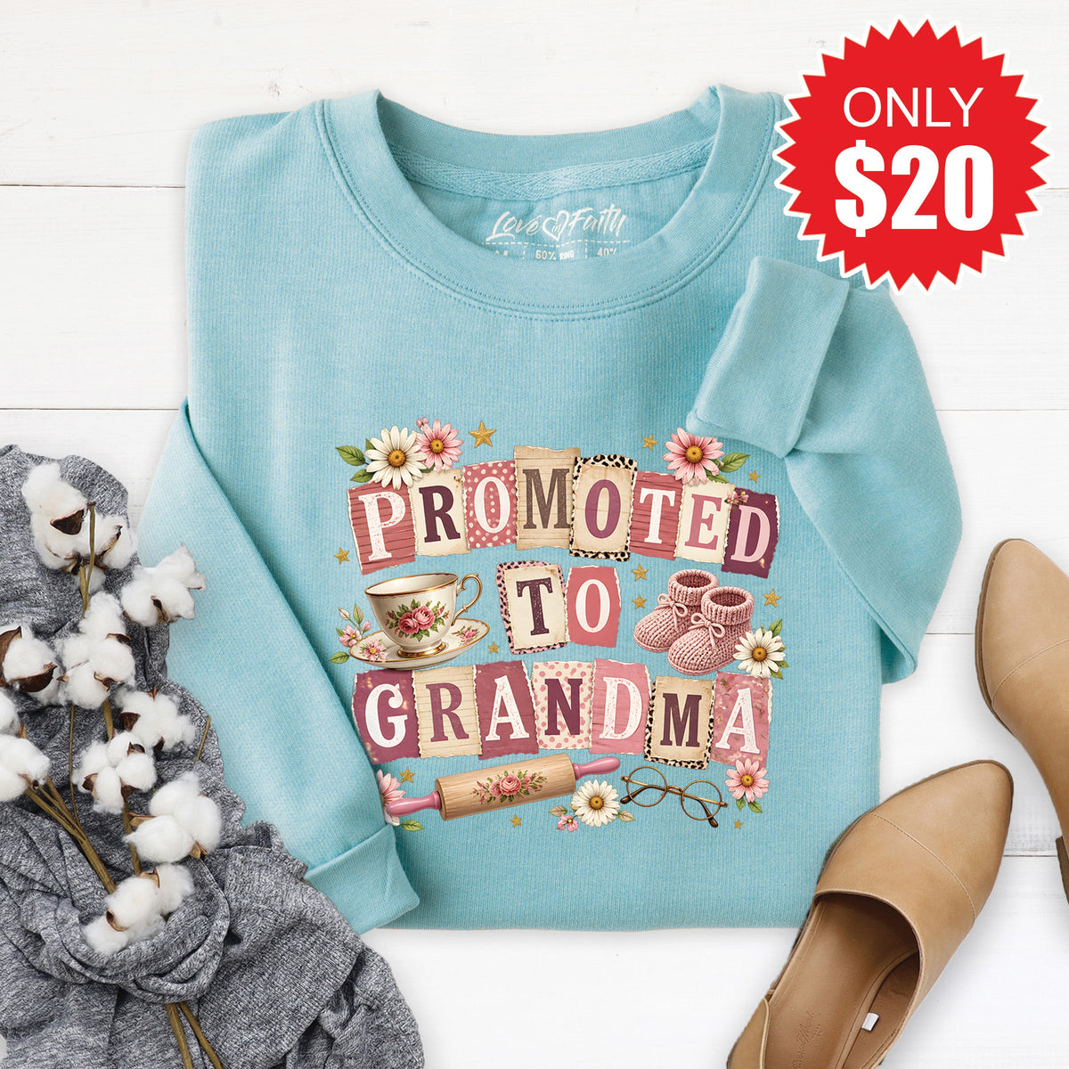 Promoted To Grandma Sweatshirt - Heather Lagoon - 20 product image 1