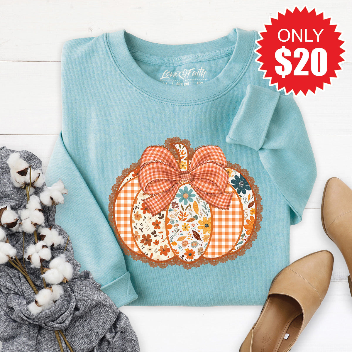 Pumpkin Sweatshirt - Heather Lagoon - 20 product image 1