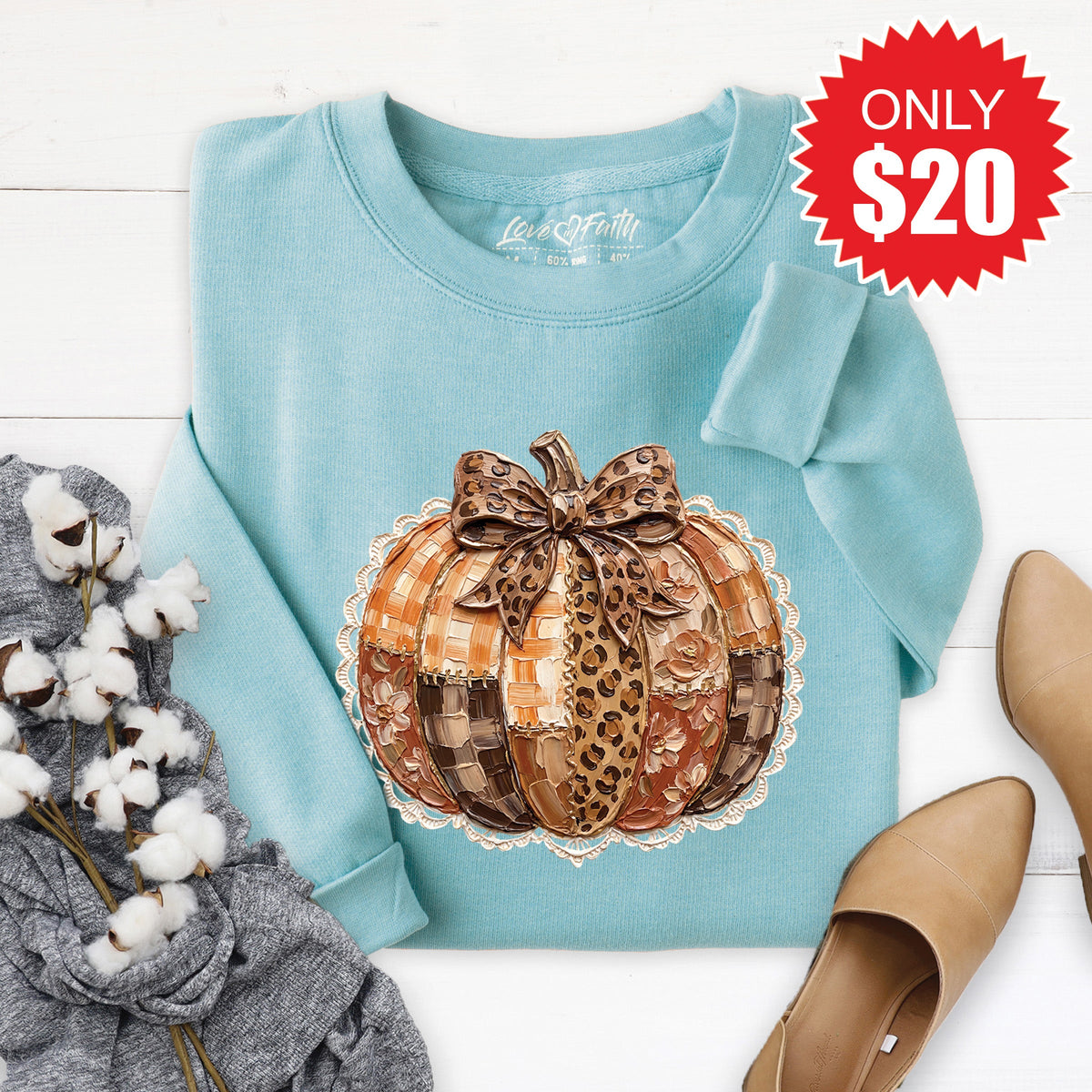 Pumpkin Sweatshirt - Heather Lagoon - 20 product image 1