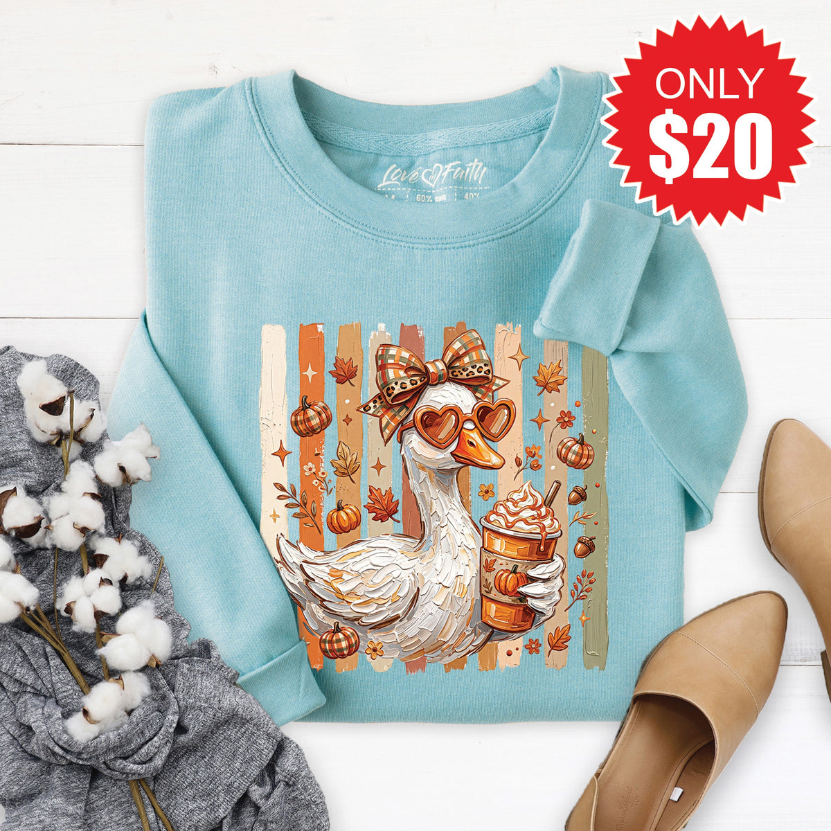 Fall Goose Sweatshirt - Heather Lagoon - 20 product image 1
