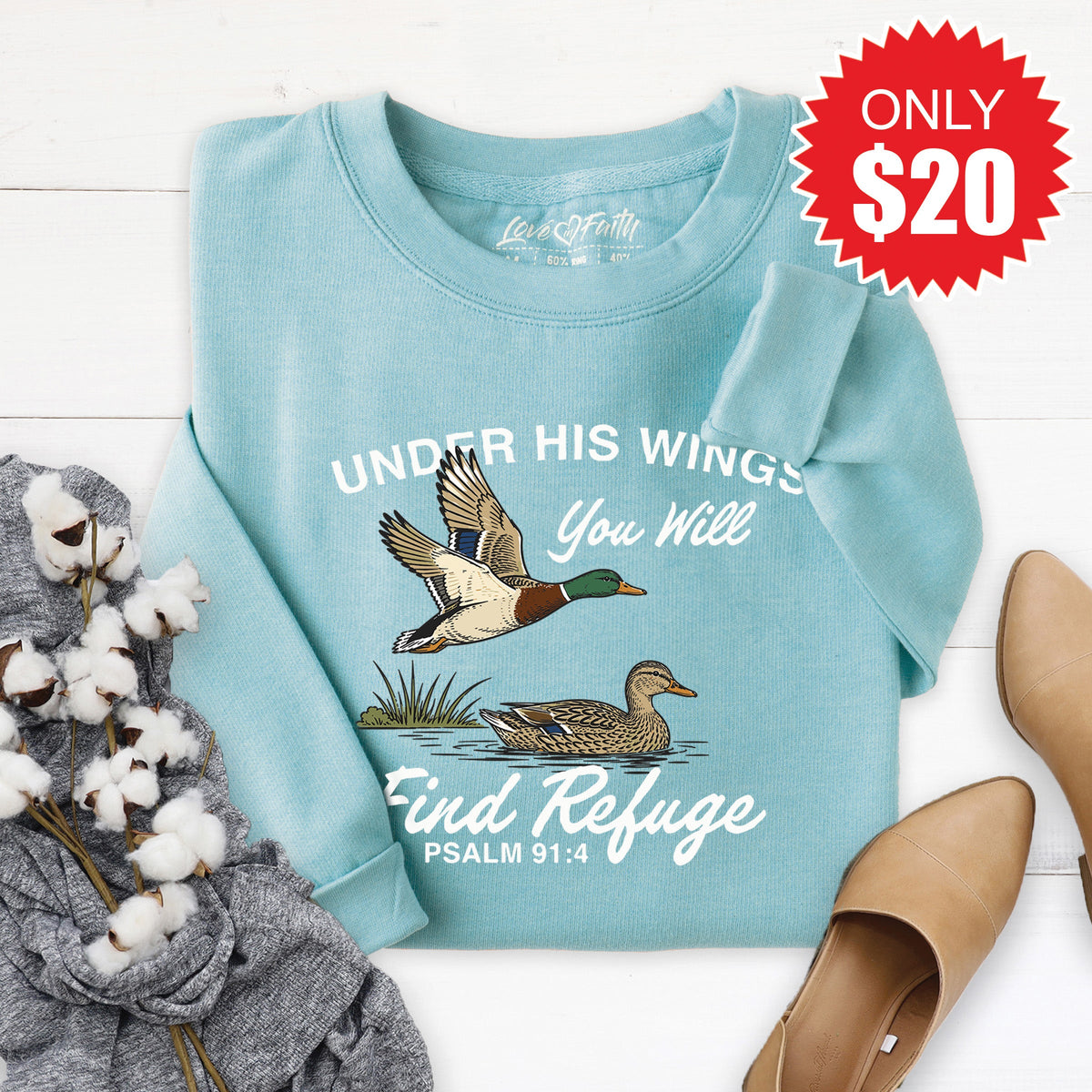 Under His Wings Sweatshirt - Heather Lagoon - 20 product image 1