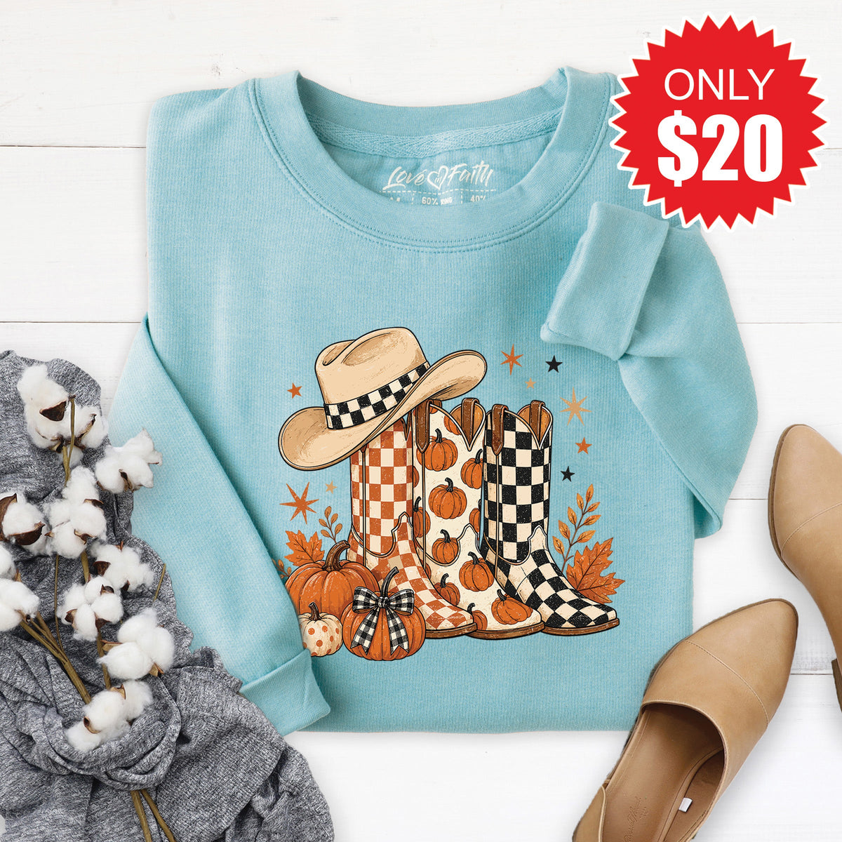 Fall Boots Sweatshirt - Heather Lagoon - 20 product image 1